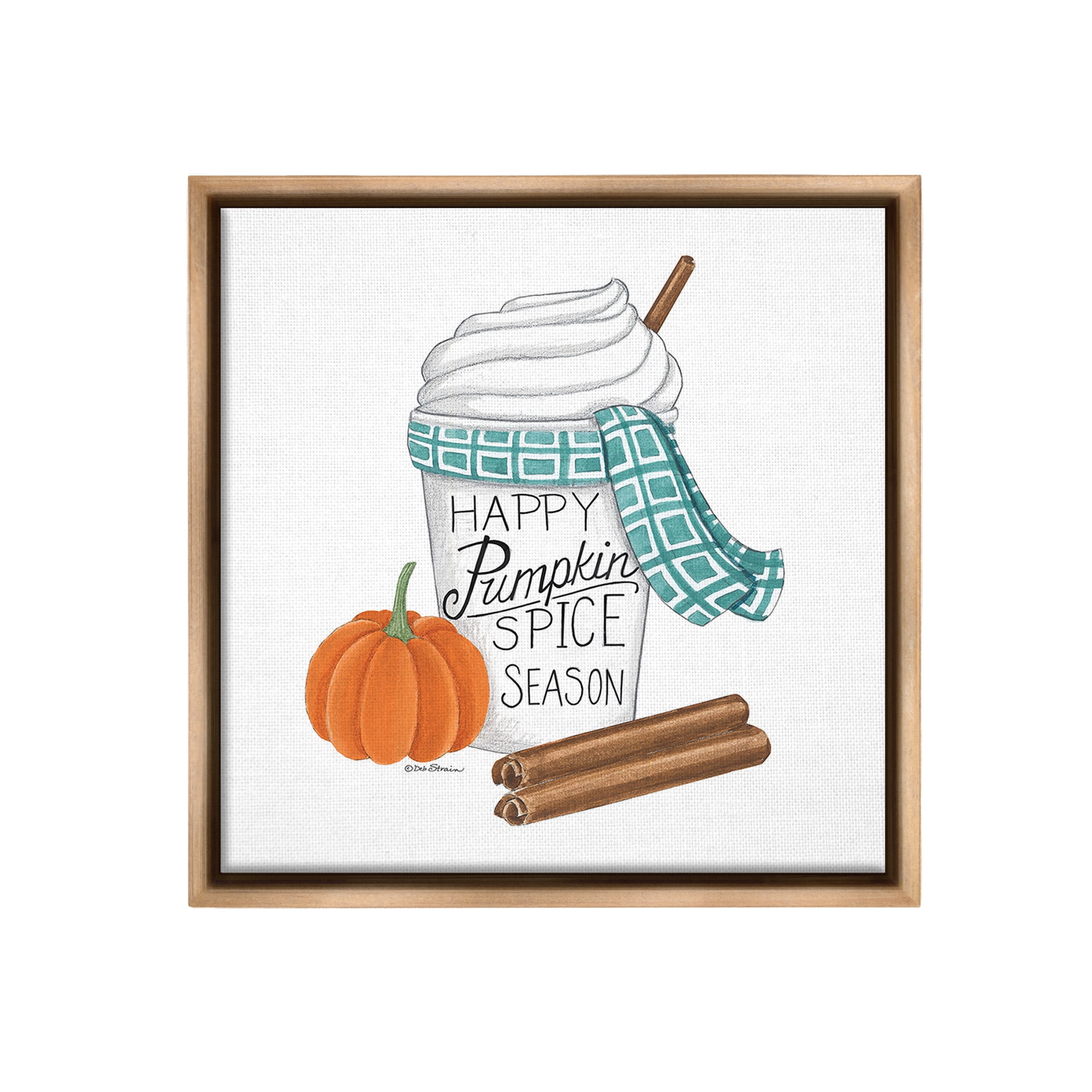 Stupell Industries Pumpkin Spice Season Holiday Painting Brown Floater Framed Canvas Art Print Wall Art, 25 x 25