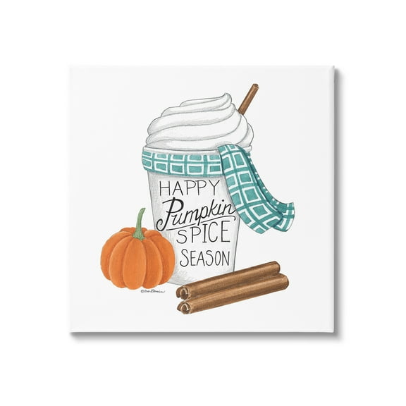 Stupell Industries Pumpkin Spice Season Holiday Painting Gallery Wrapped Canvas Art Print Wall Art, 17 x 17
