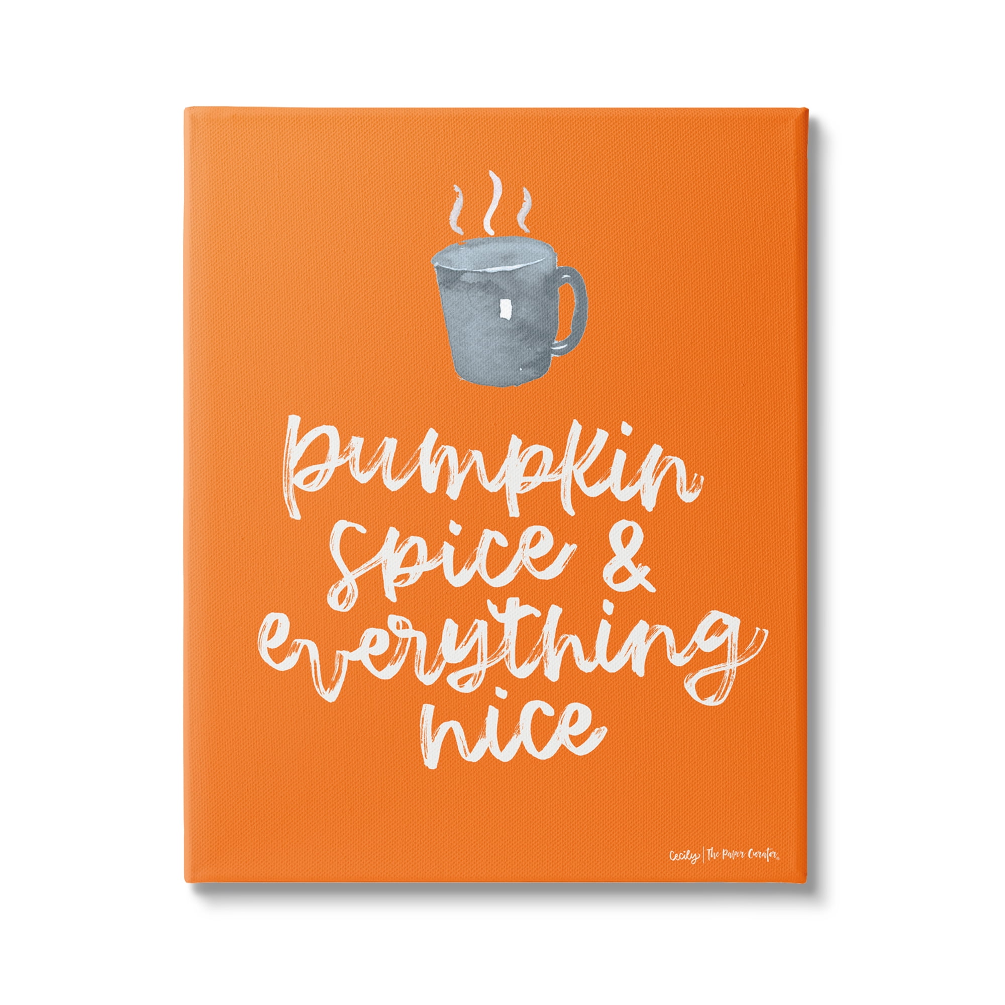 Stupell Industries Pumpkin Spice Steaming Coffee Mug Fall Calligraphy Graphic Art Gallery Wrapped Canvas Print Wall Art, Design by Cecily Moore