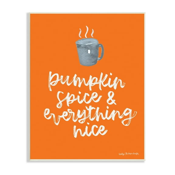 Stupell Industries Pumpkin Spice Steaming Coffee Mug Fall Calligraphy Graphic Art Unframed Art Print Wall Art, Design by Cecily Moore