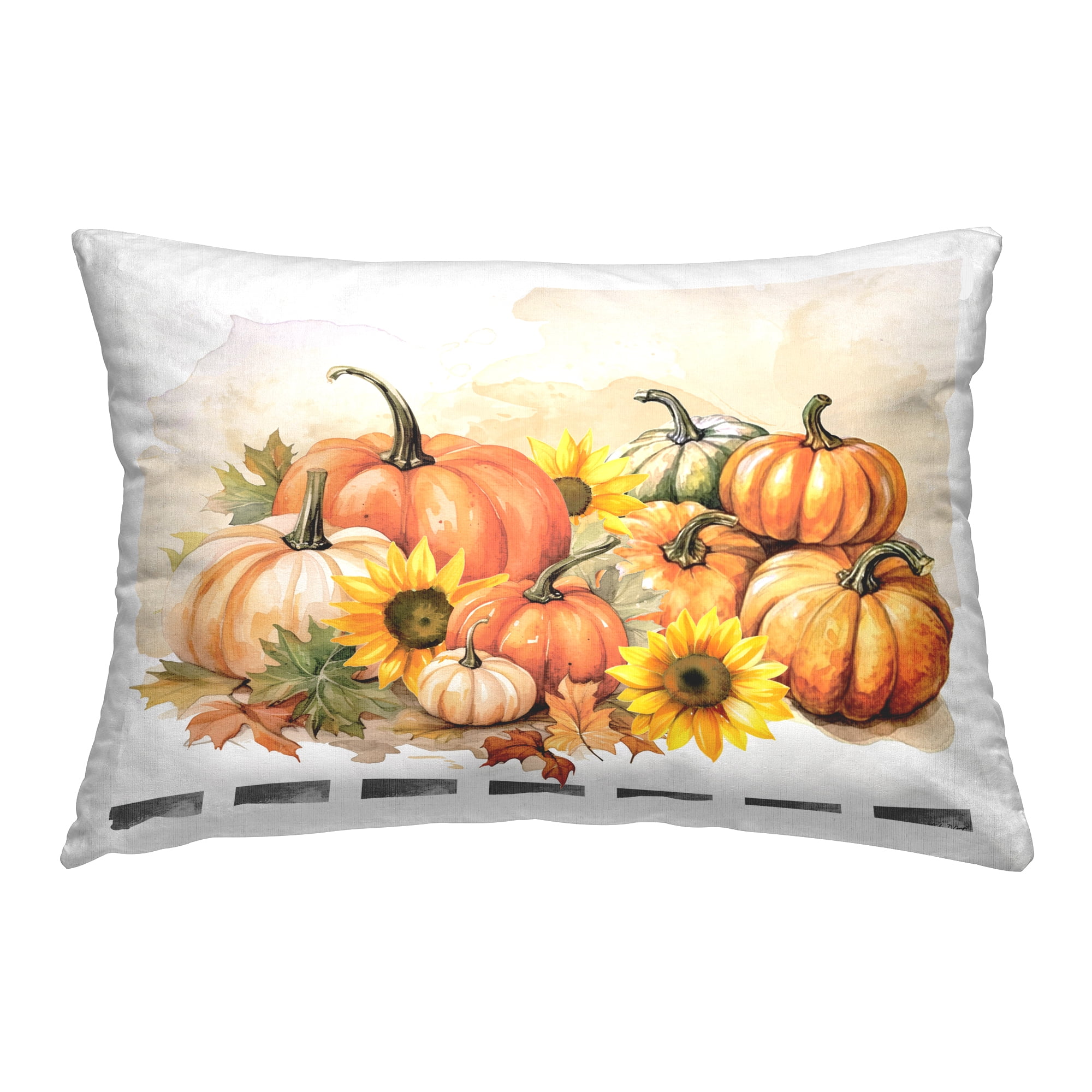 Stupell Industries Pumpkin & Sunflower Bundle Decorative Printed Throw Pillow Design by Nicole DeCamp.