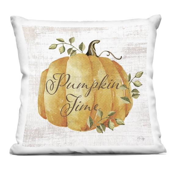 Stupell Industries Pumpkin Time over Rustic Decorative Printed Throw Pillow design by Yass Naffas Designs, 18 x 7 x 18