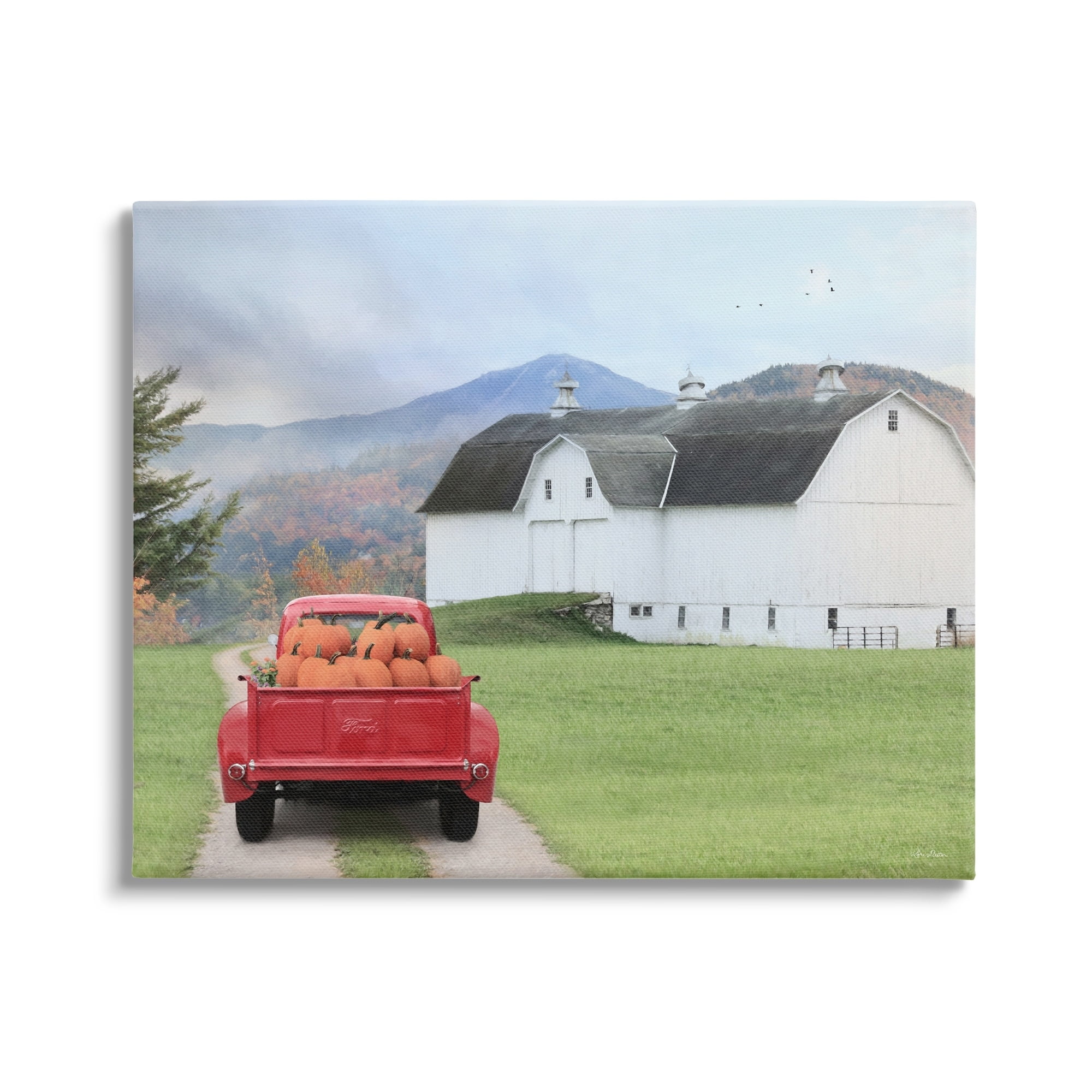 Stupell Industries Pumpkin Truck Driving Countryside Road Farmhouse , 30 x 24, Design by Lori Deiter