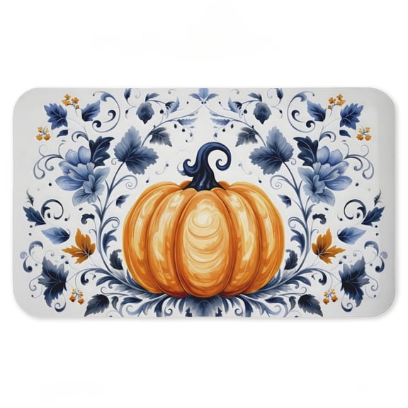 Stupell Industries Pumpkin with Symmetrical Florals Printed Anti-Fatigue Floor Mat, design by Creative Studio, 30"x18"