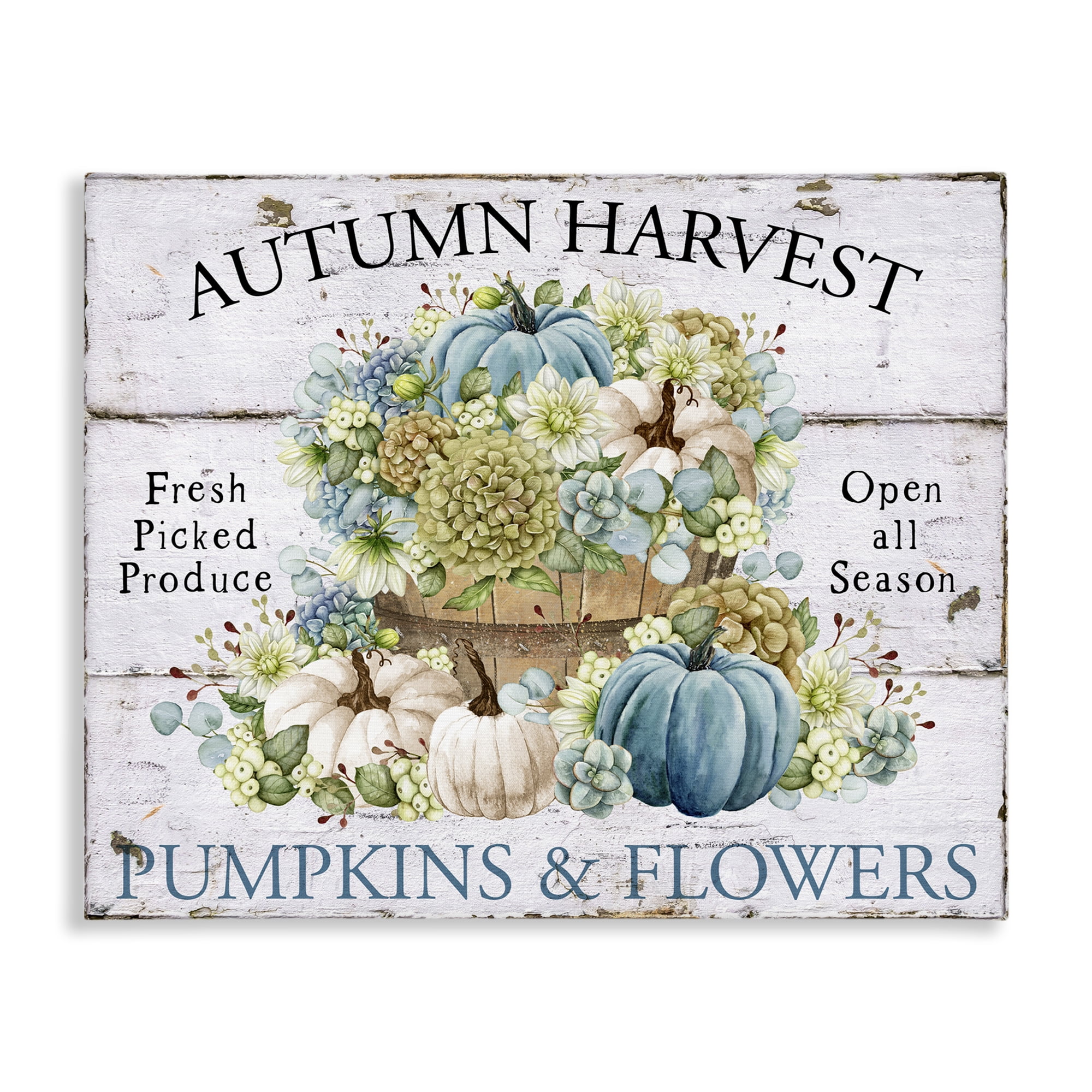 Stupell Industries Pumpkins & Flowers Harvest Holiday Painting Gallery Wrapped Canvas Art Prints Wall Art, 30 x 24