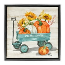 Stupell Industries Pumpkins Harvest Wagon Botanical & Floral Painting Black Floater Framed Canvas Art Prints Wall Art, 18 x 18
