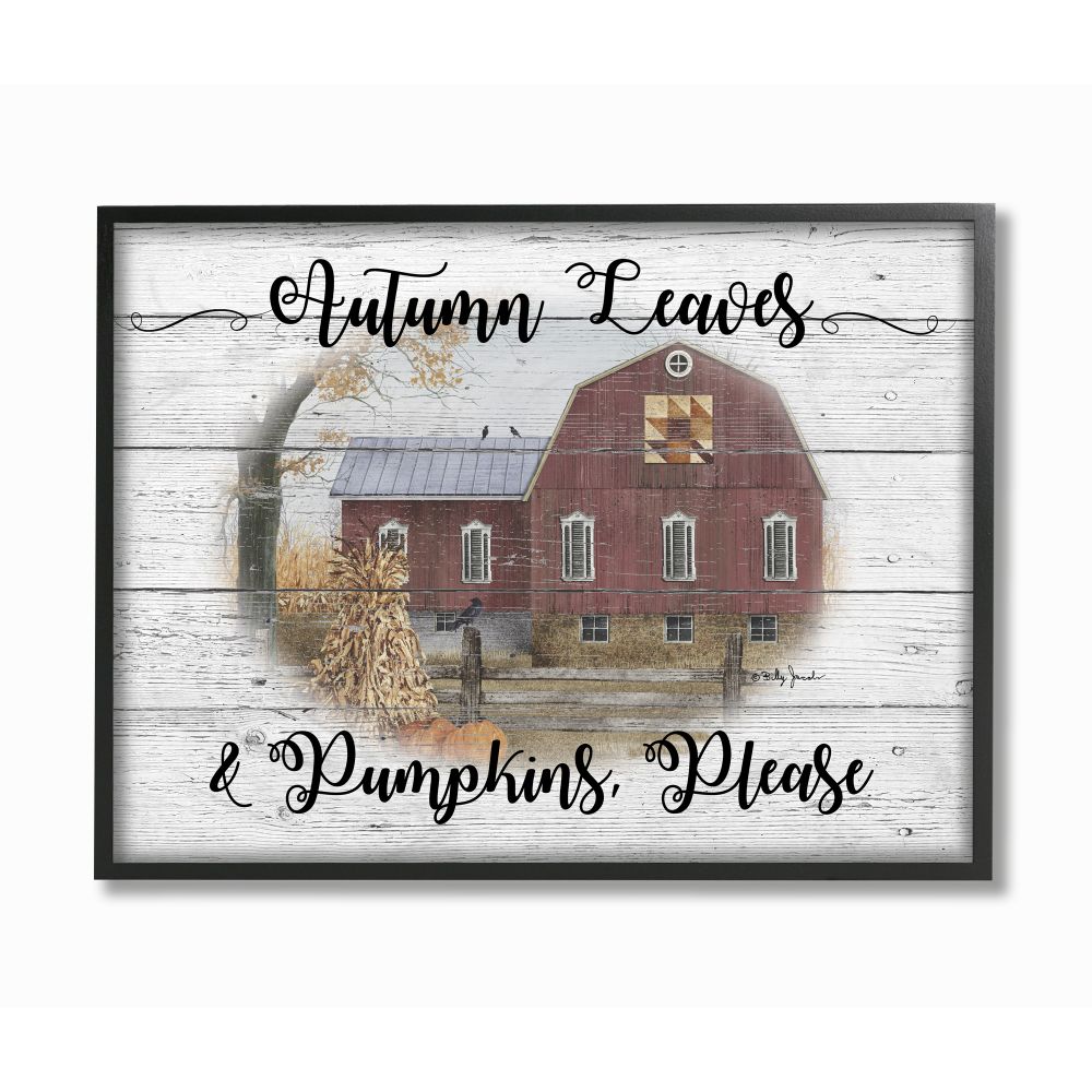 Stupell Industries Pumpkins Please Fall Autumn Farm Rustic Wood Textured Design Graphic Art Black Framed Art Print Wall Art, 11x14, by Billy Jacobs