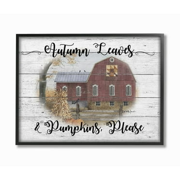 Stupell Industries Pumpkins Please Fall Autumn Farm Rustic Wood Textured Design Graphic Art Black Framed Art Print Wall Art, 11x14, by Billy Jacobs
