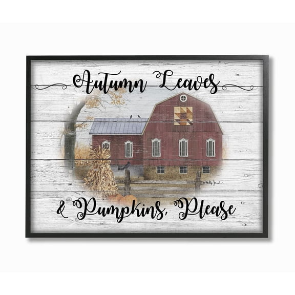 Stupell Industries Pumpkins Please Fall Autumn Farm Rustic Wood Textured Design Graphic Art Black Framed Art Print Wall Art, 11x14, by Billy Jacobs