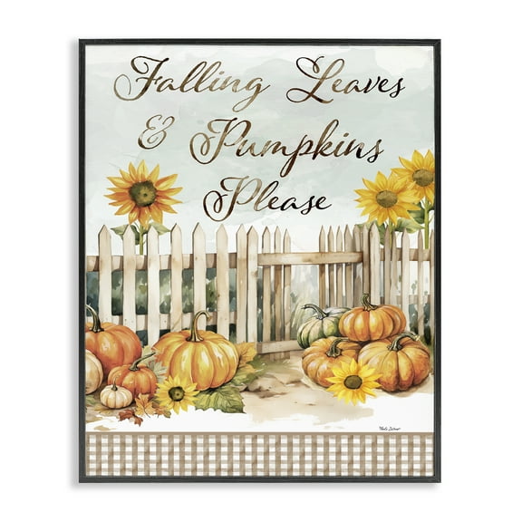 Stupell Industries Pumpkins Please Sentiment Botanical & Floral Painting Black Framed Art Prints Wall Art, 11 x 14