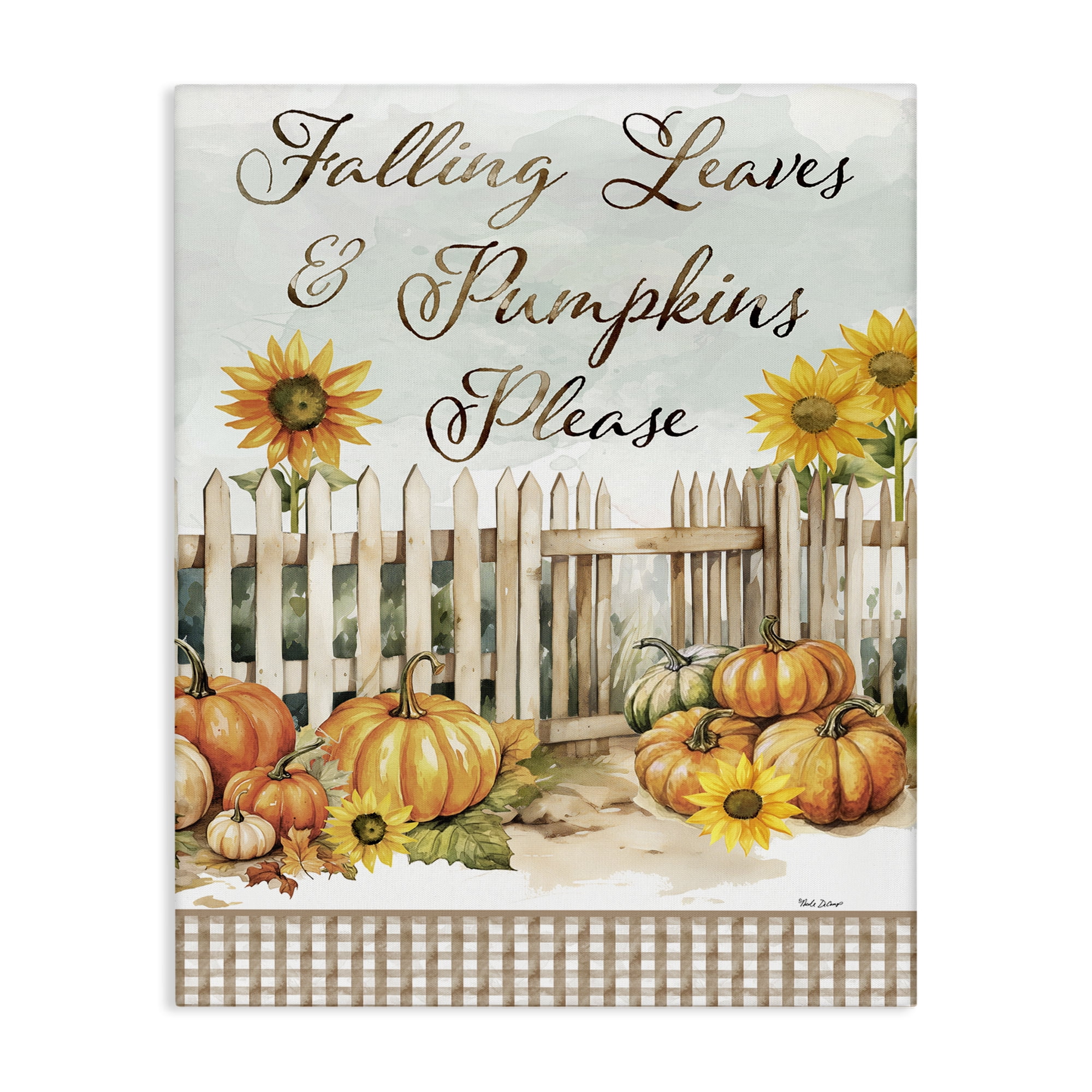 Stupell Industries Pumpkins Please Sentiment Botanical & Floral Painting Gallery Wrapped Canvas Art Prints Wall Art, 36 x 48