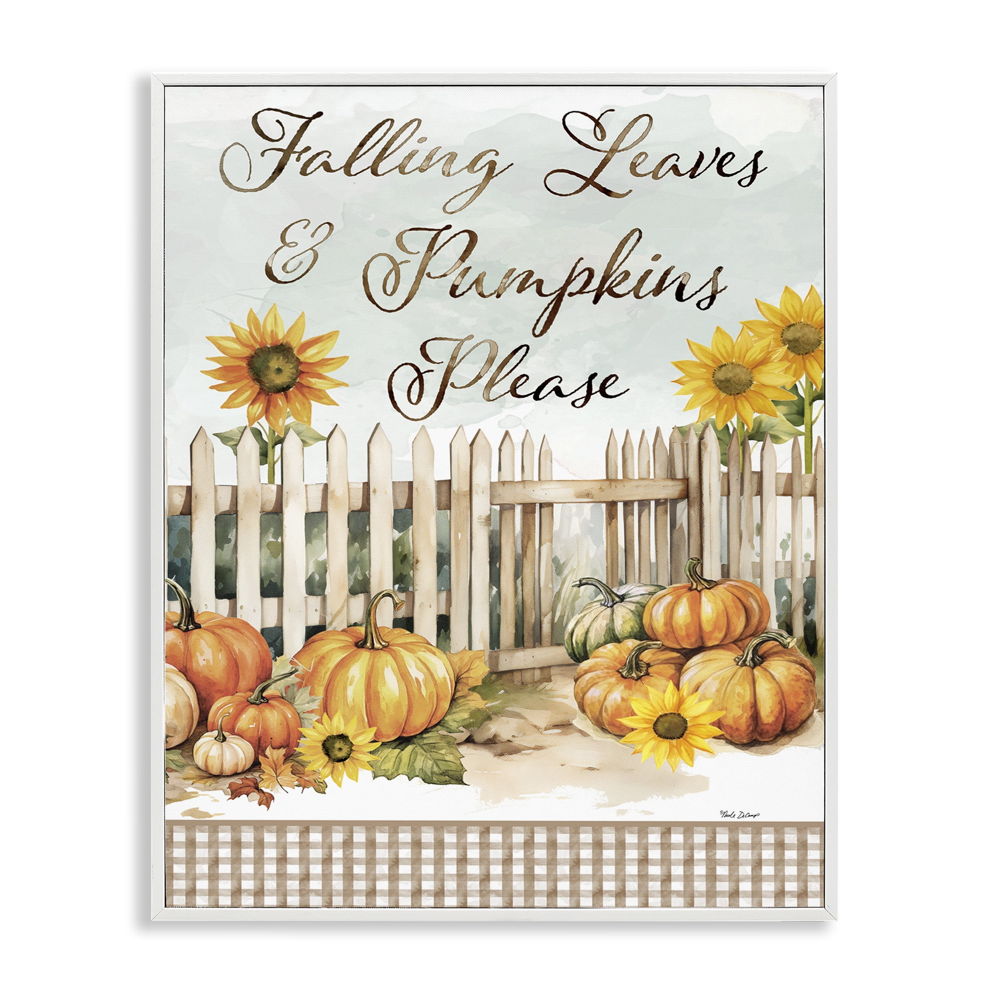 Stupell Industries Pumpkins Please Sentiment Botanical & Floral Painting White Framed Art Prints Wall Art, 24 x 30