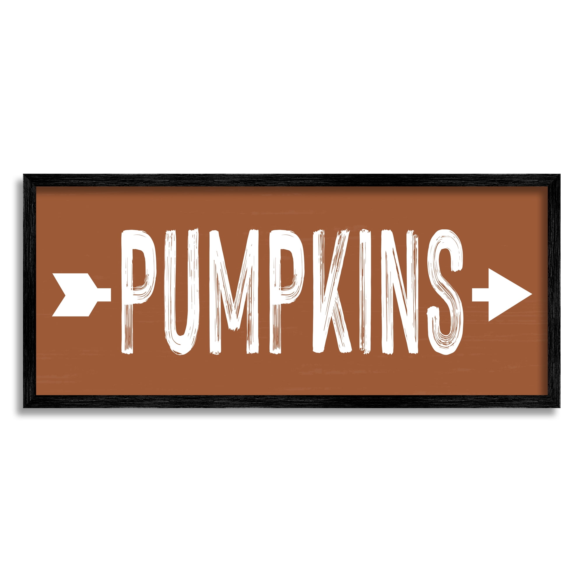Stupell Industries Pumpkins Pointing Right Holiday Painting Black Framed Art Print Wall Art, 30 x 13