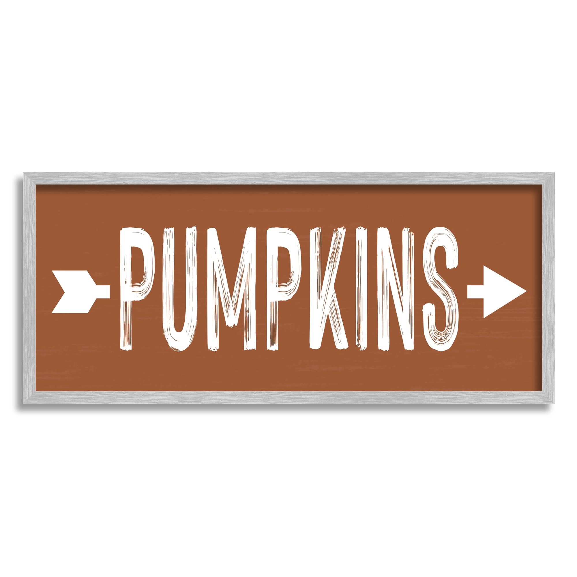 Stupell Industries Pumpkins Pointing Right Holiday Painting Gray Framed Art Print Wall Art, 30 x 13