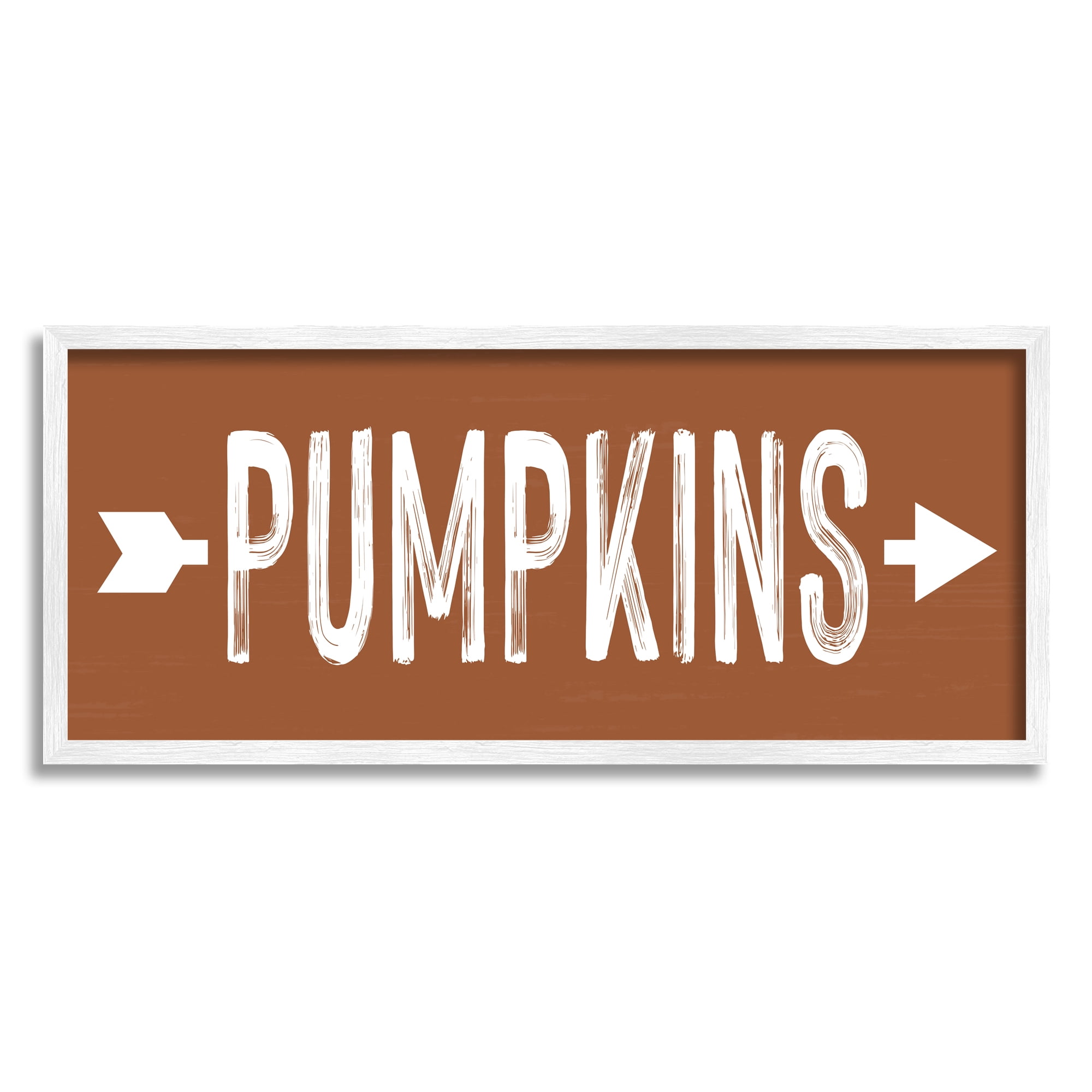 Stupell Industries Pumpkins Pointing Right Holiday Painting White Framed Art Print Wall Art, 24 x 10