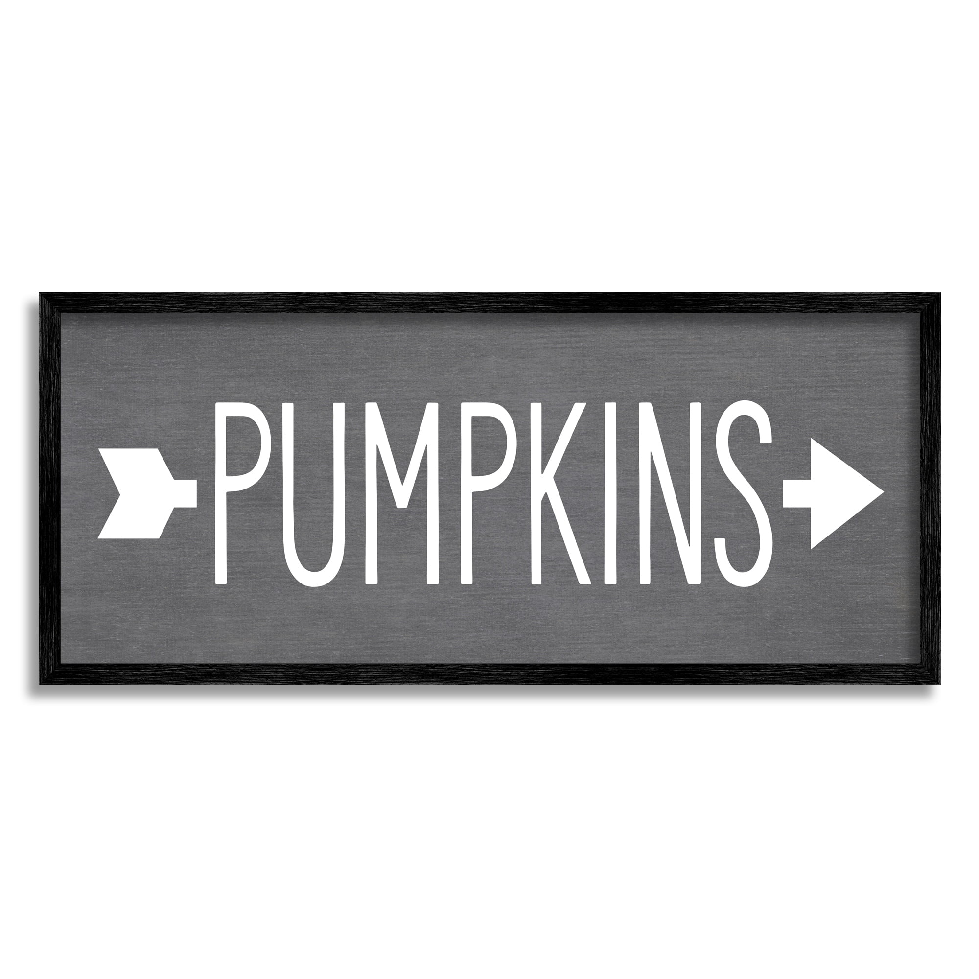 Stupell Industries Pumpkins Rustic Seasonal Autumn Arrow Pointing Sign Graphic Art Black Framed Art Print Wall Art, Design by Lettered and Lined