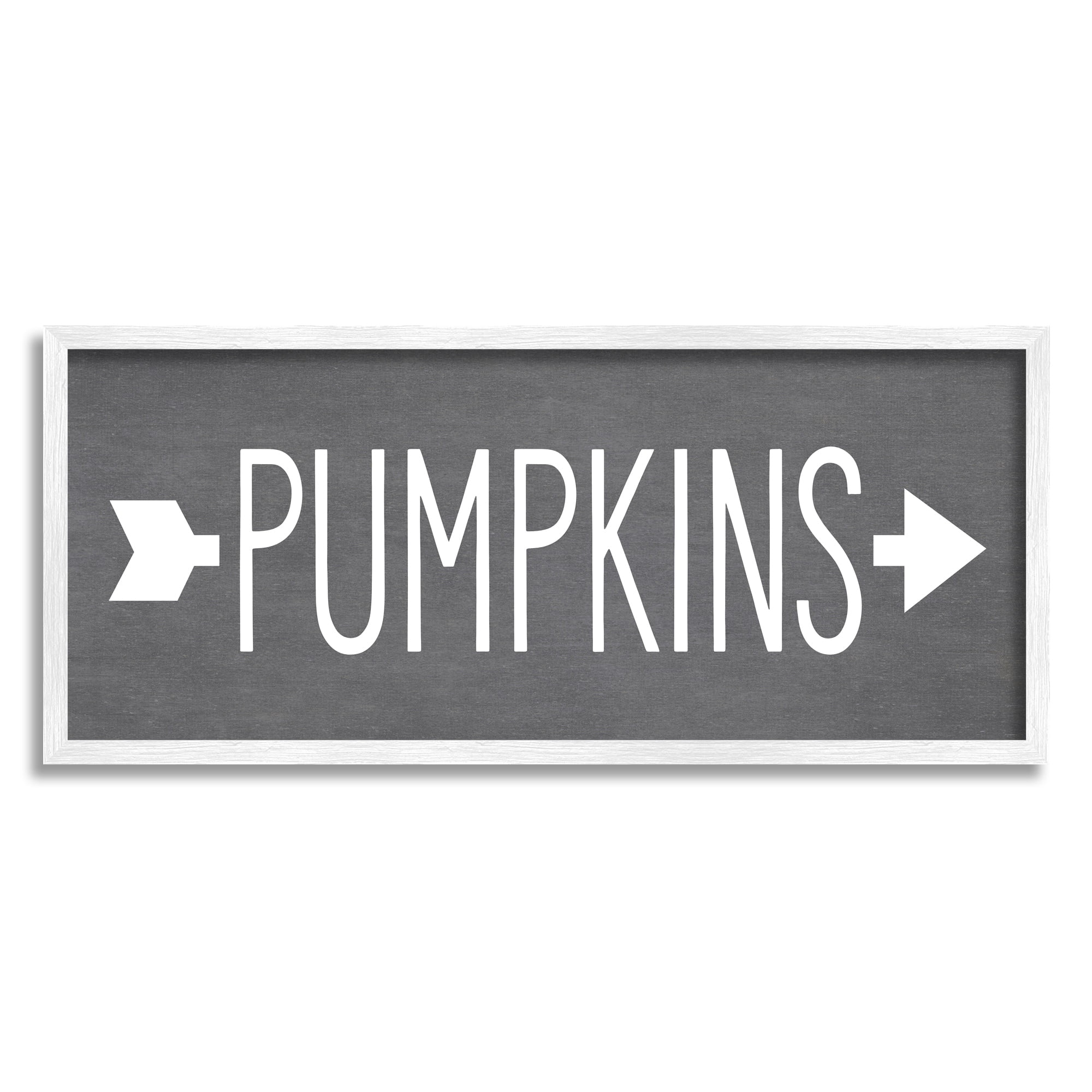 Stupell Industries Pumpkins Rustic Seasonal Autumn Arrow Pointing Sign Graphic Art White Framed Art Print Wall Art, Design by Lettered and Lined
