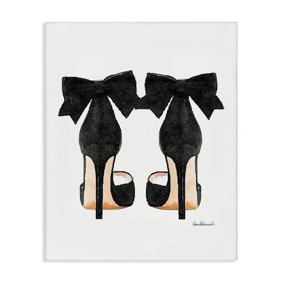 Stupell Industries Pumps Heels With Black Bow Oversized Canvas Art