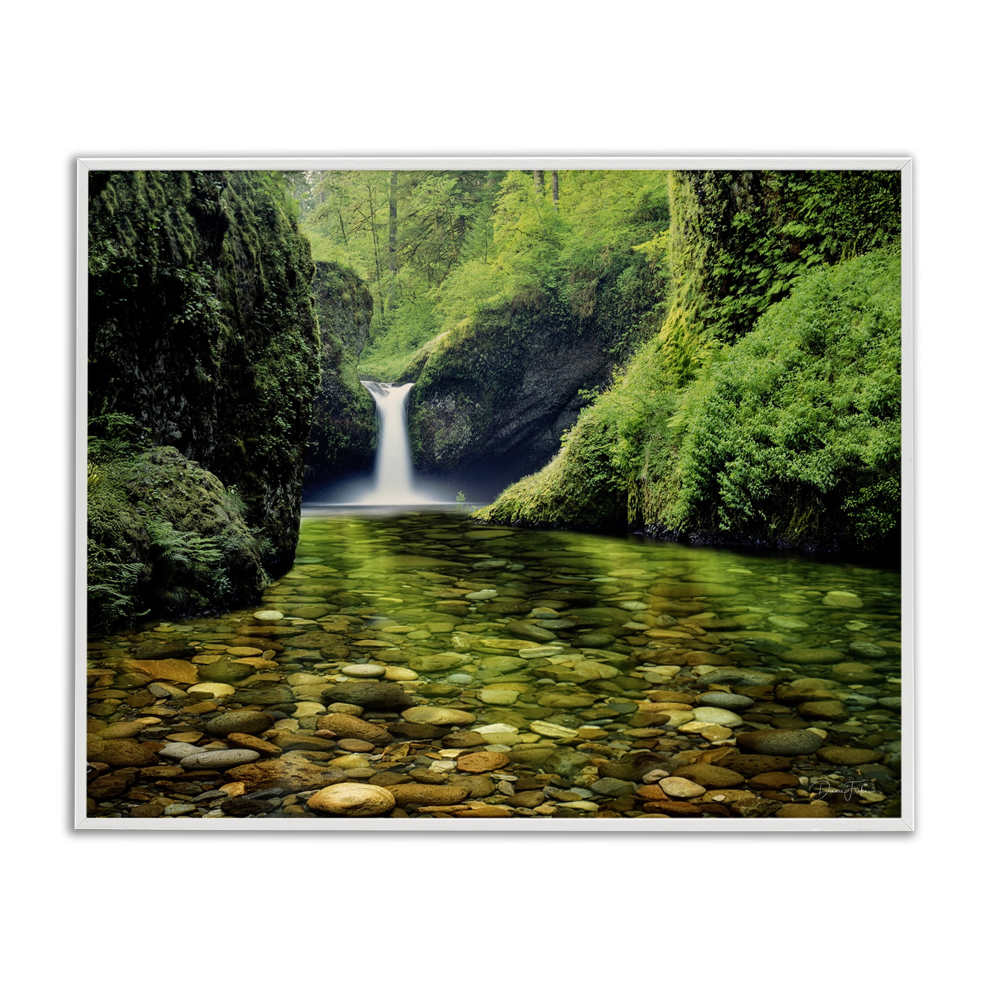 Stupell Industries Punchbowl Falls in Emerald Forest White Framed Giclee Art, design by Dennis Frates