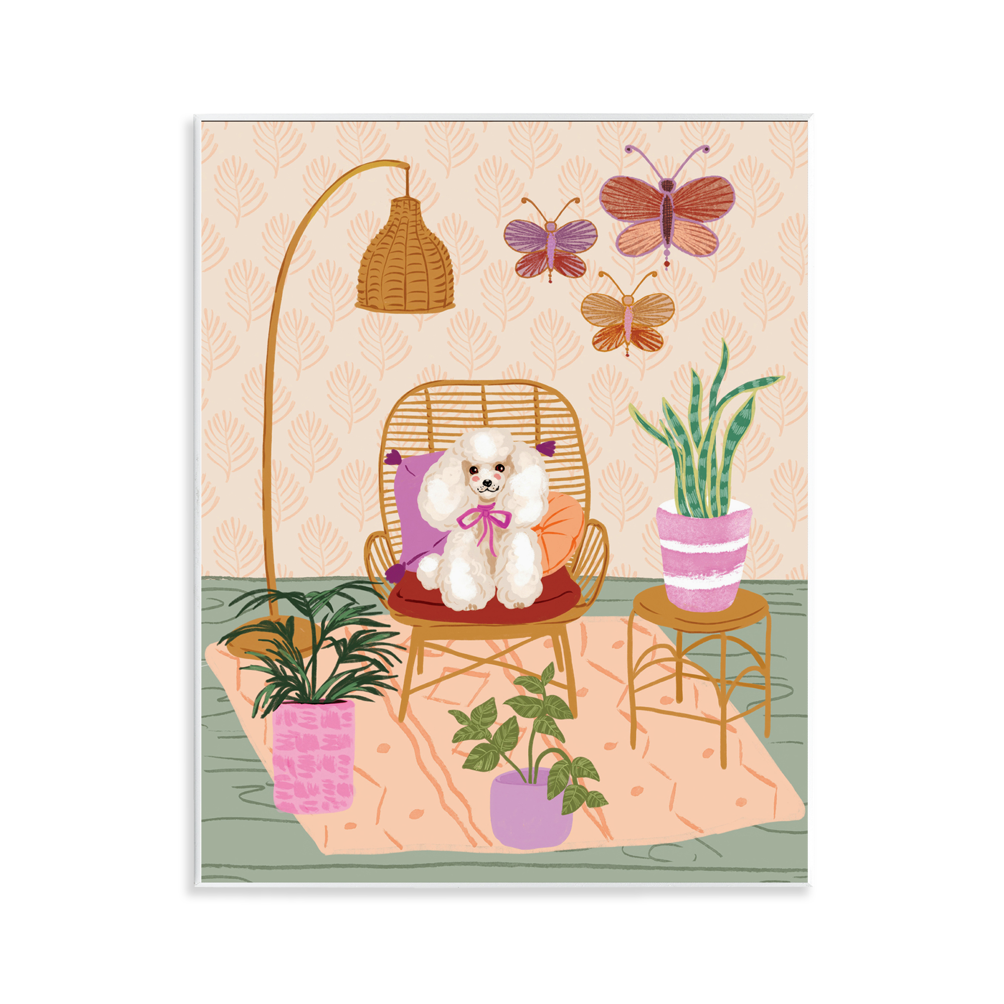 Stupell Industries Pup in Whimsical Living Space Animals Painting Unframed Art Print Wall Art, 11 x 14
