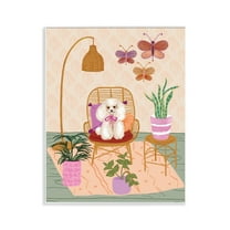 Stupell Industries Pup in Whimsical Living Space Animals Painting Unframed Art Print Wall Art, 11 x 14