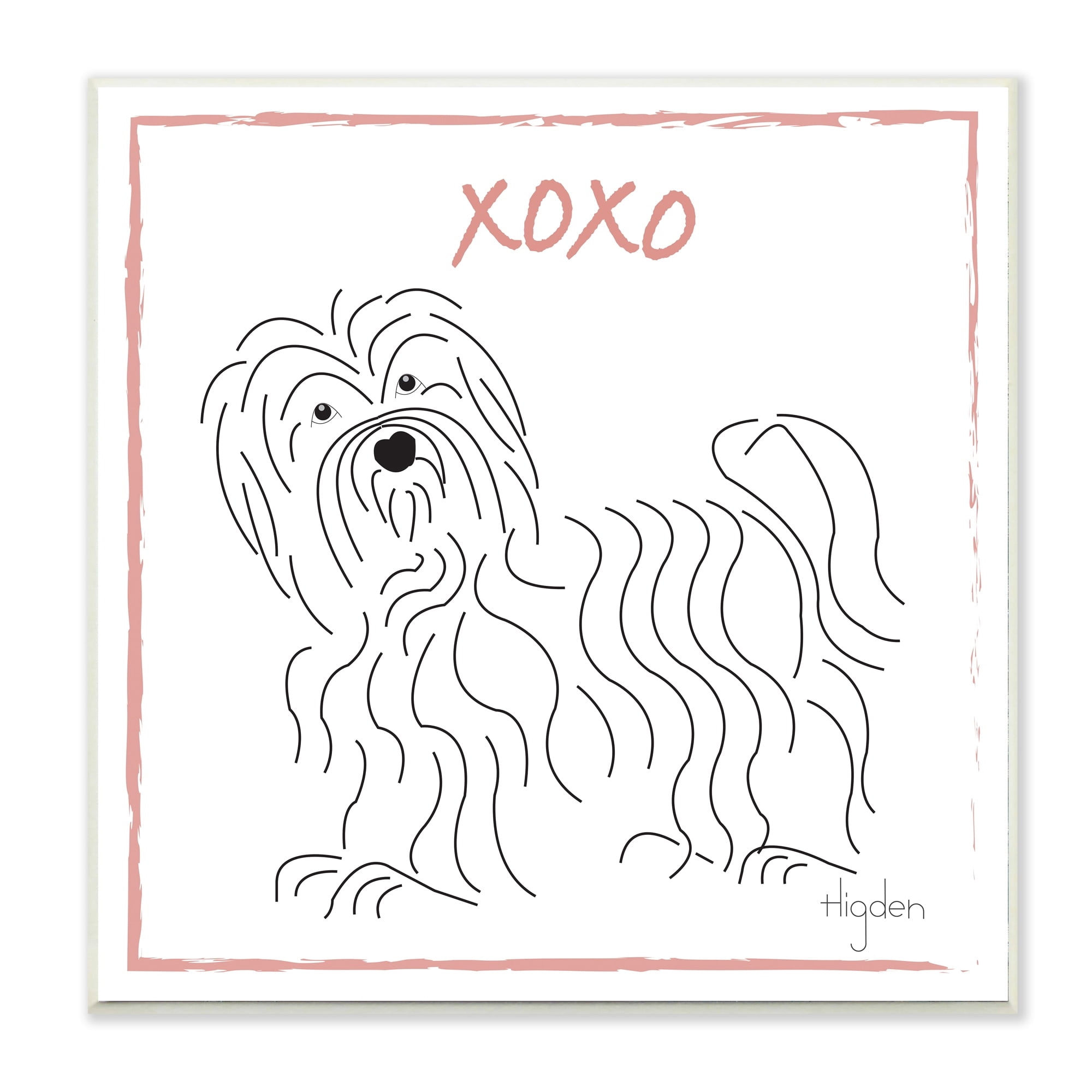Stupell Industries Puppy Dog Minimal Linework Hugs Kisses Symbol Wall Plaque by Mark Higden