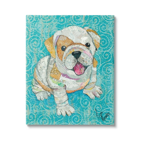 Stupell Industries Puppy Dog Swirl Pattern Mixed Ephemera Collage Painting Gallery Wrapped Canvas Print Wall Art, Design by Lisa Morales
