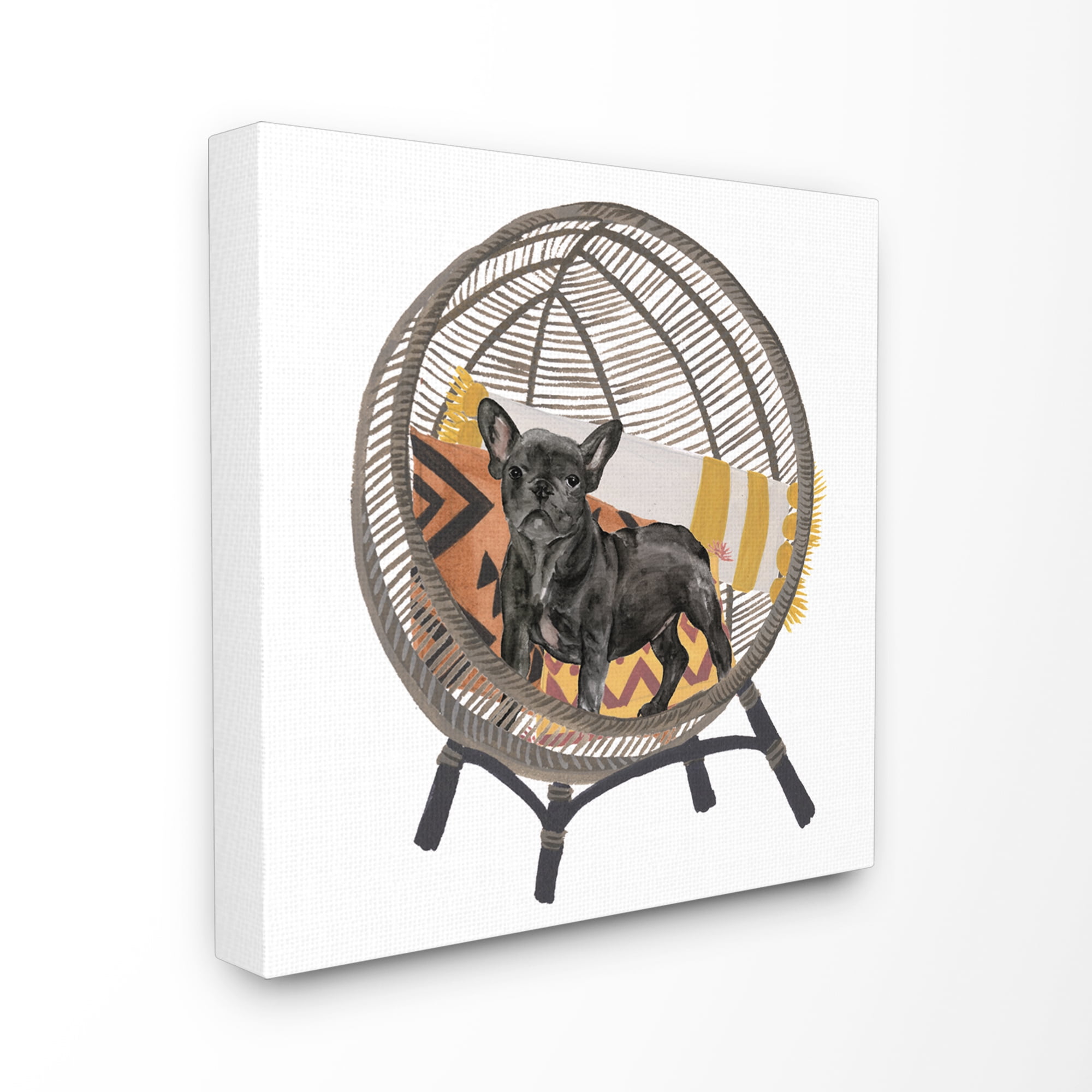 Stupell Industries Puppy Dog Woven Chair Pet Painting Canvas Wall Art by Melissa Wang