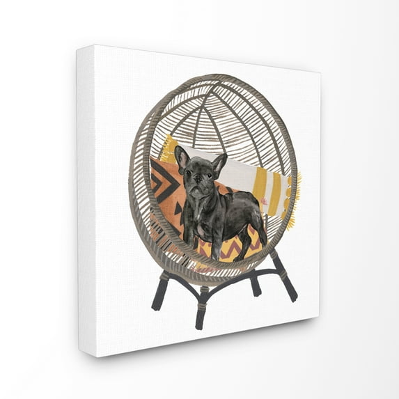 Stupell Industries Puppy Dog Woven Chair Pet Painting Canvas Wall Art by Melissa Wang