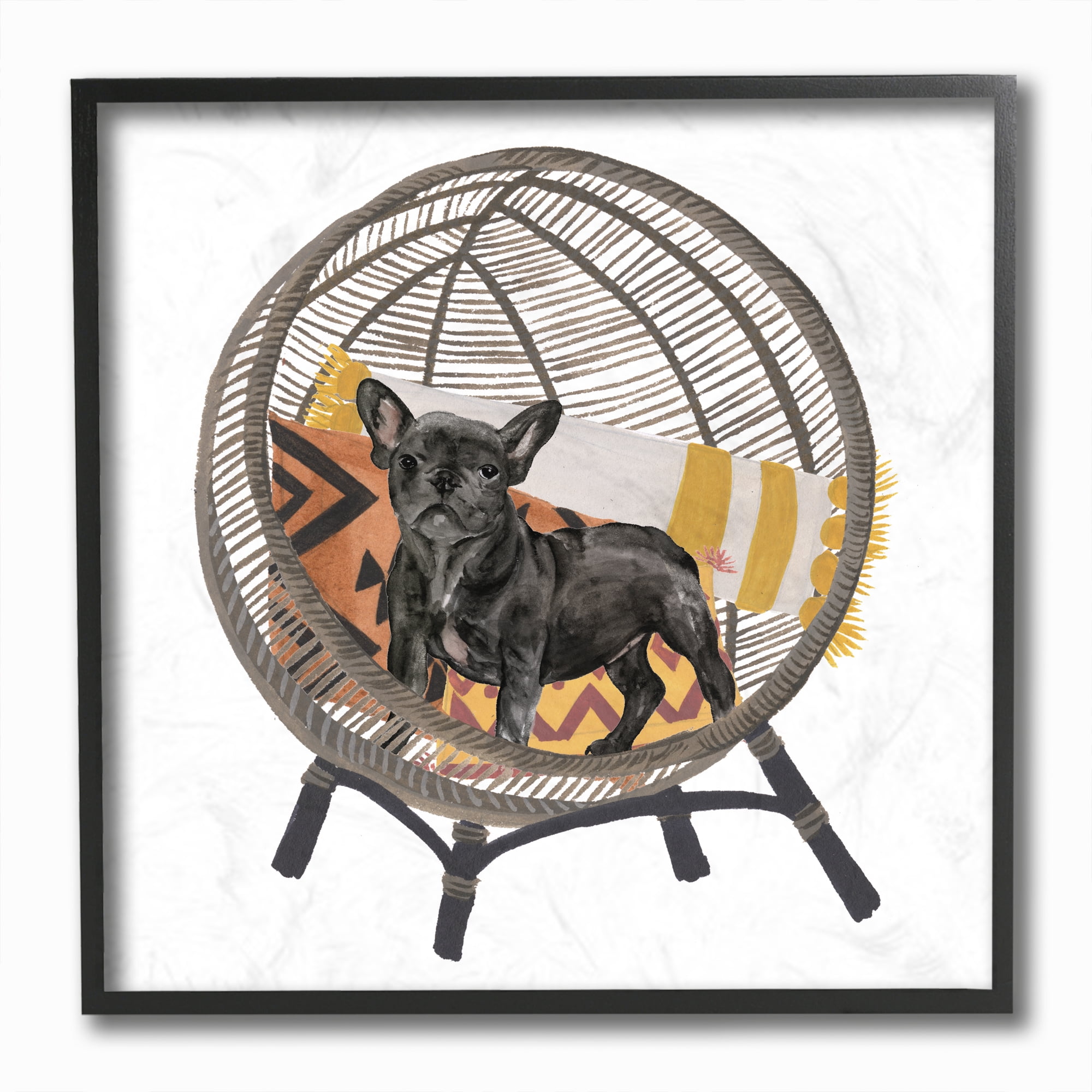 Stupell Industries Puppy Dog Woven Chair Pet Painting Framed Wall Art by Melissa Wang