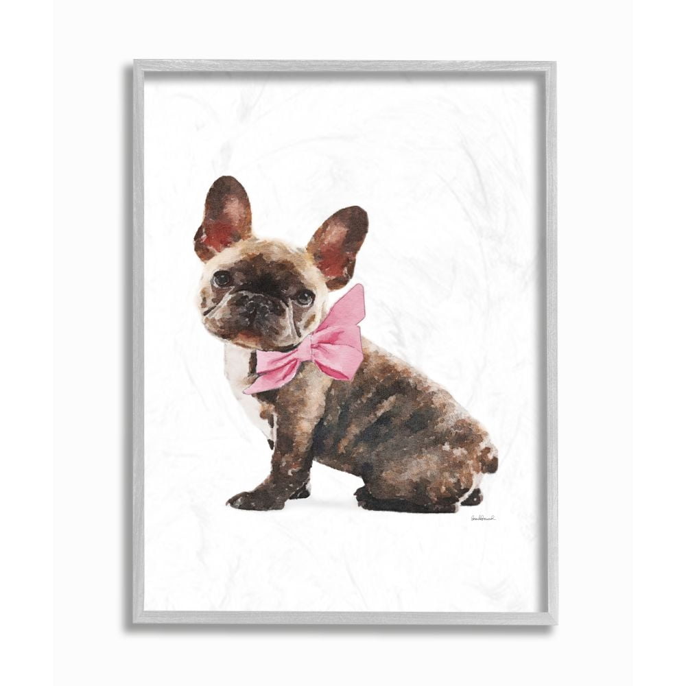 Stupell Industries Puppy Pink Bow Cute Pet Dog Watercolor Framed Wall Art by Amanda Greenwood