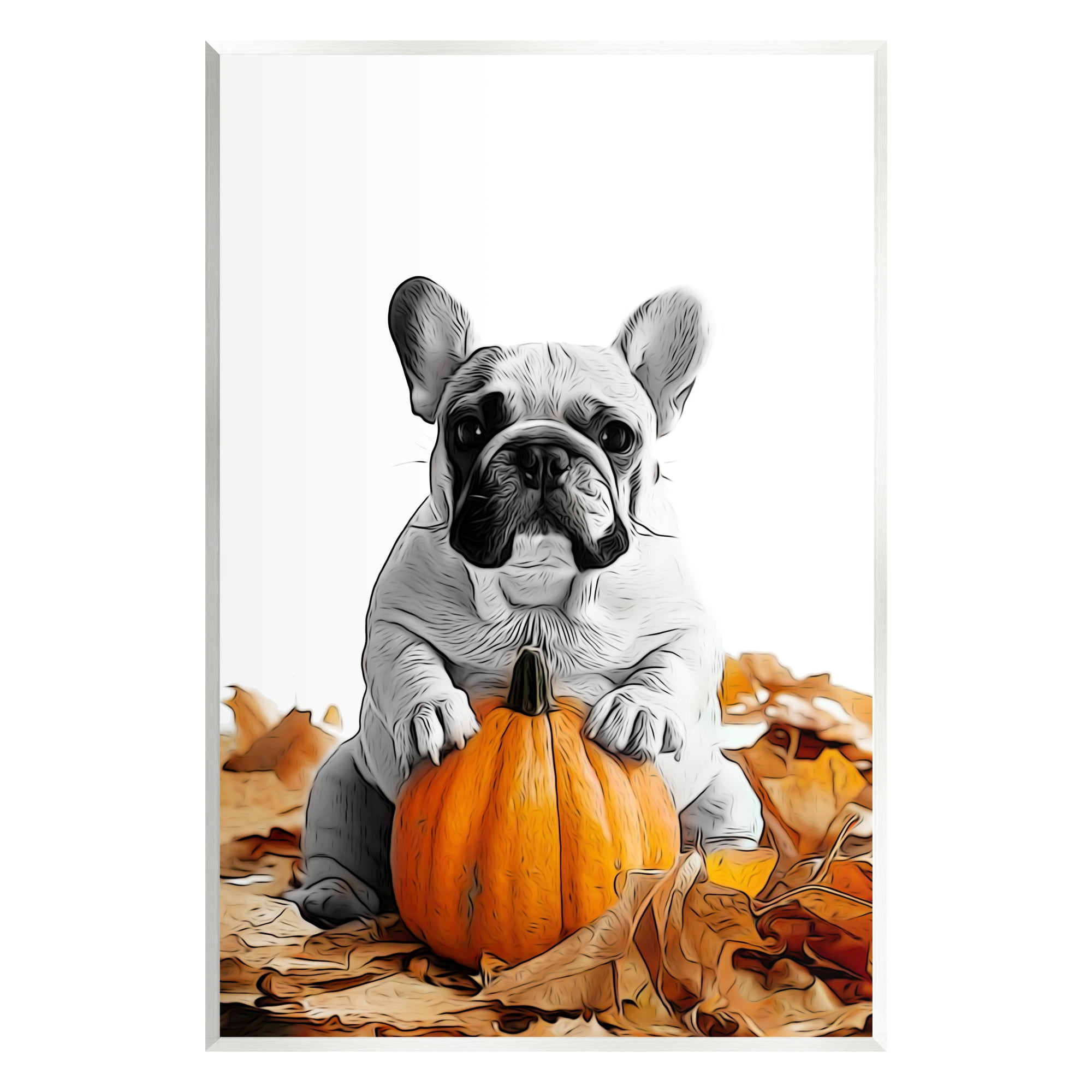 Stupell Industries Puppy with Fall Pumpkin Holiday Painting Unframed Art Print Wall Art, 10 x 15