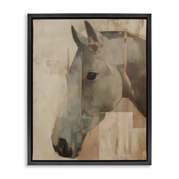 Stupell Industries Contemporary Pure Horsepower Portrait Black Floating Frame Canvas Art, 17 x 21, by Svetlana Aleynikova