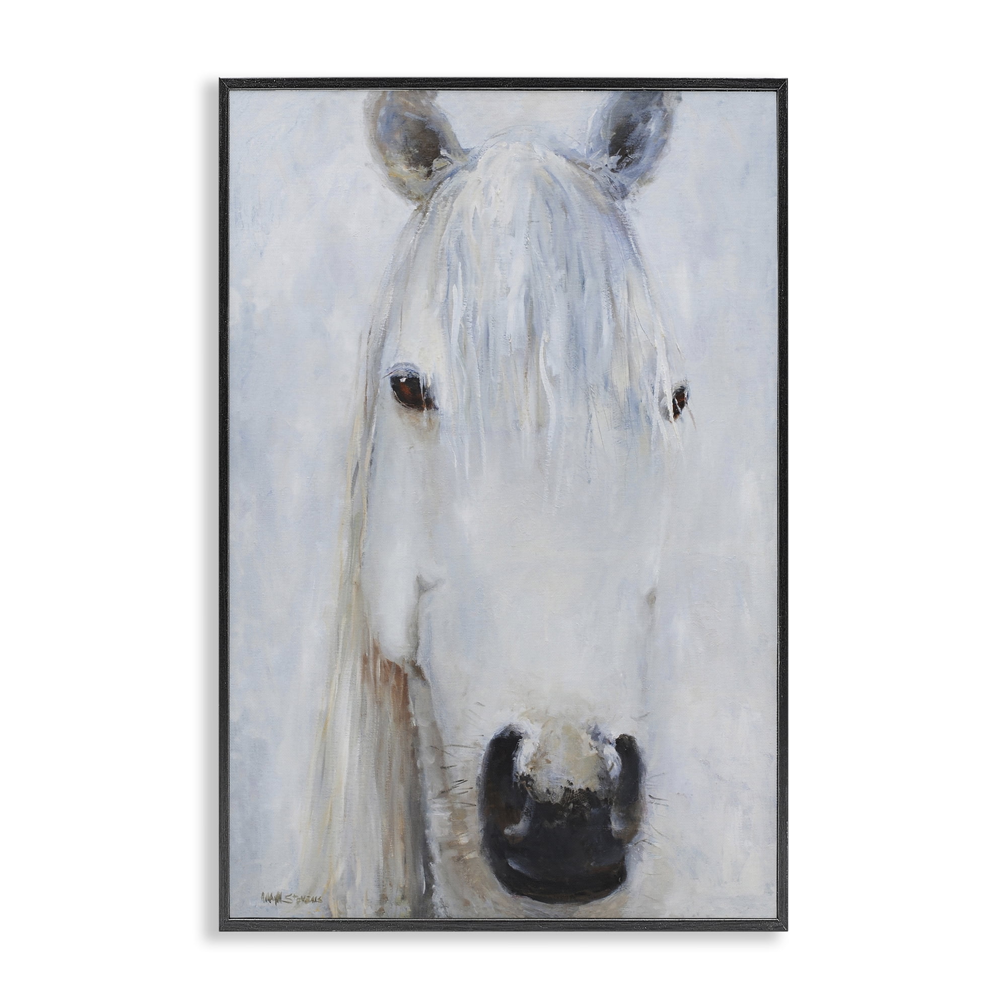 Stupell Industries Pure White Horse Portrait Black Framed Giclee Art, design by Jadei Graphics