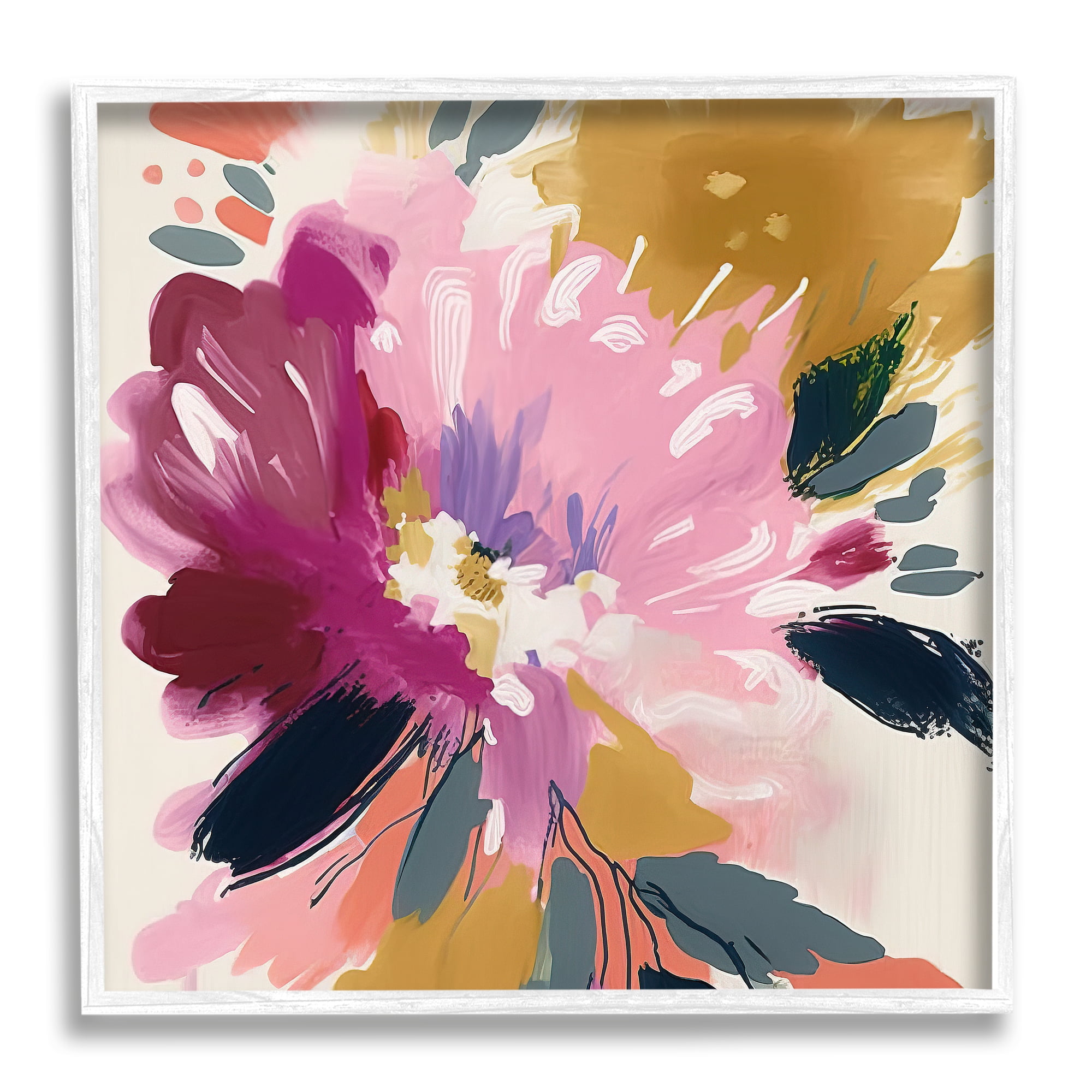 Stupell Industries Purple Abstract Floral Botanical & Floral Painting White Framed Art Print Wall Art, 12 x 12