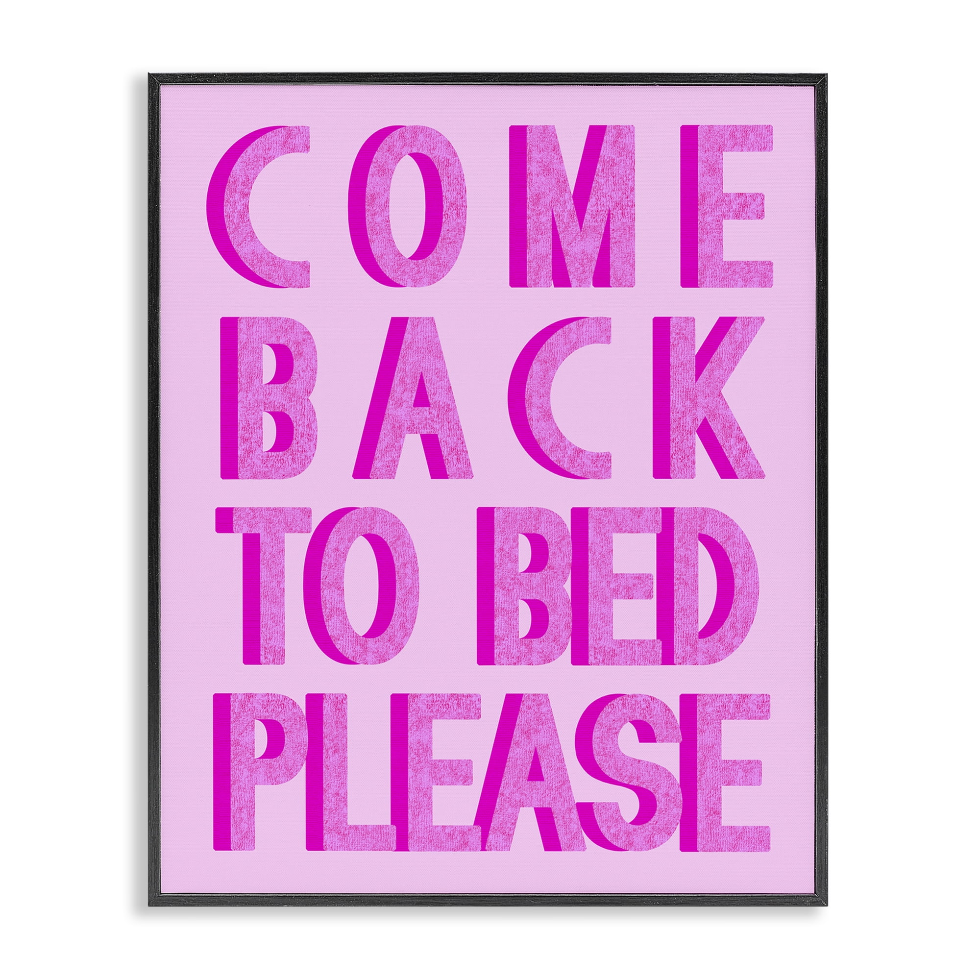 Stupell Industries Purple Back to Bed Typography Painting Black Framed Art Print Wall Art, 24 x 30