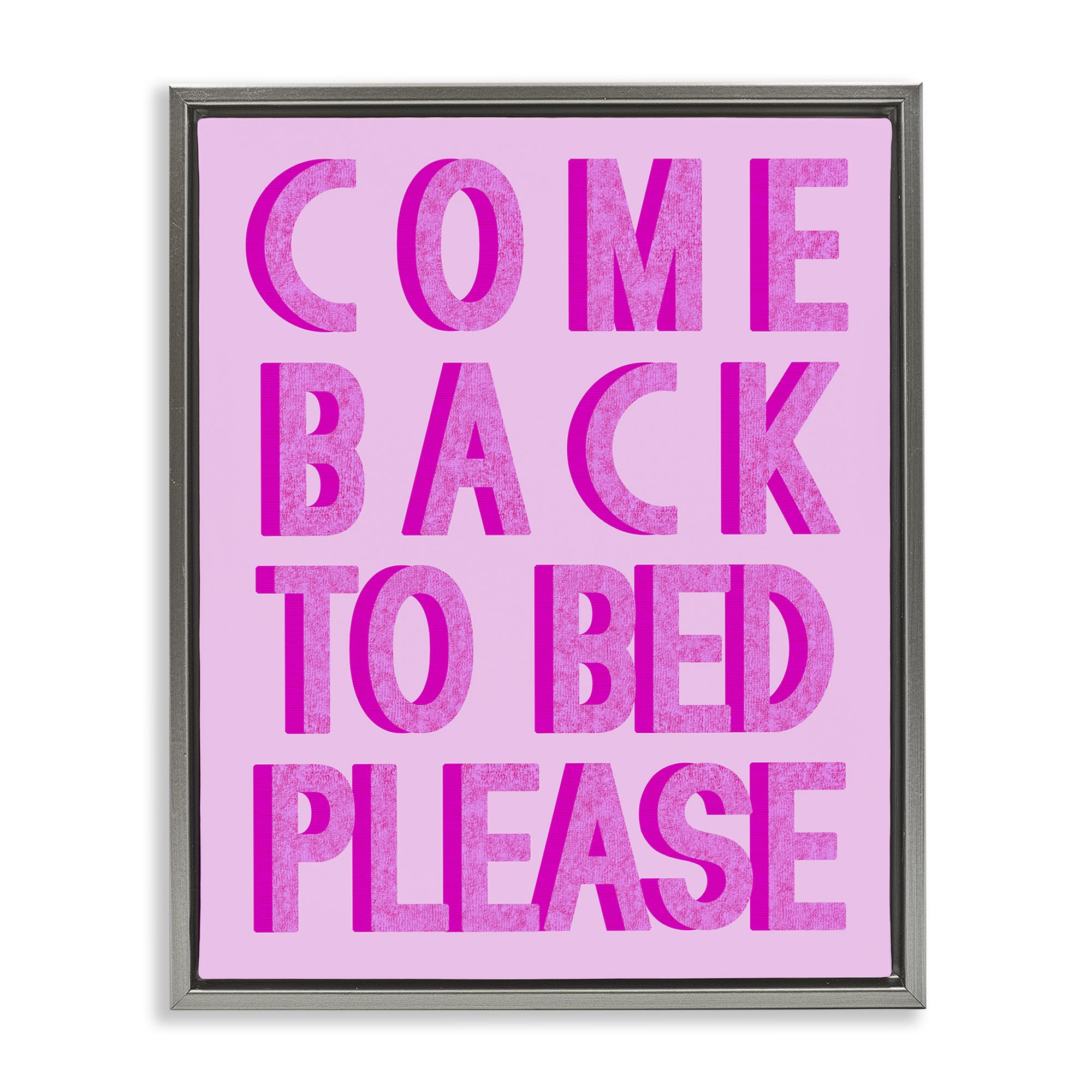 Stupell Industries Purple Back to Bed Typography Painting Gray Floater Framed Art Print Wall Art, 25 x 31