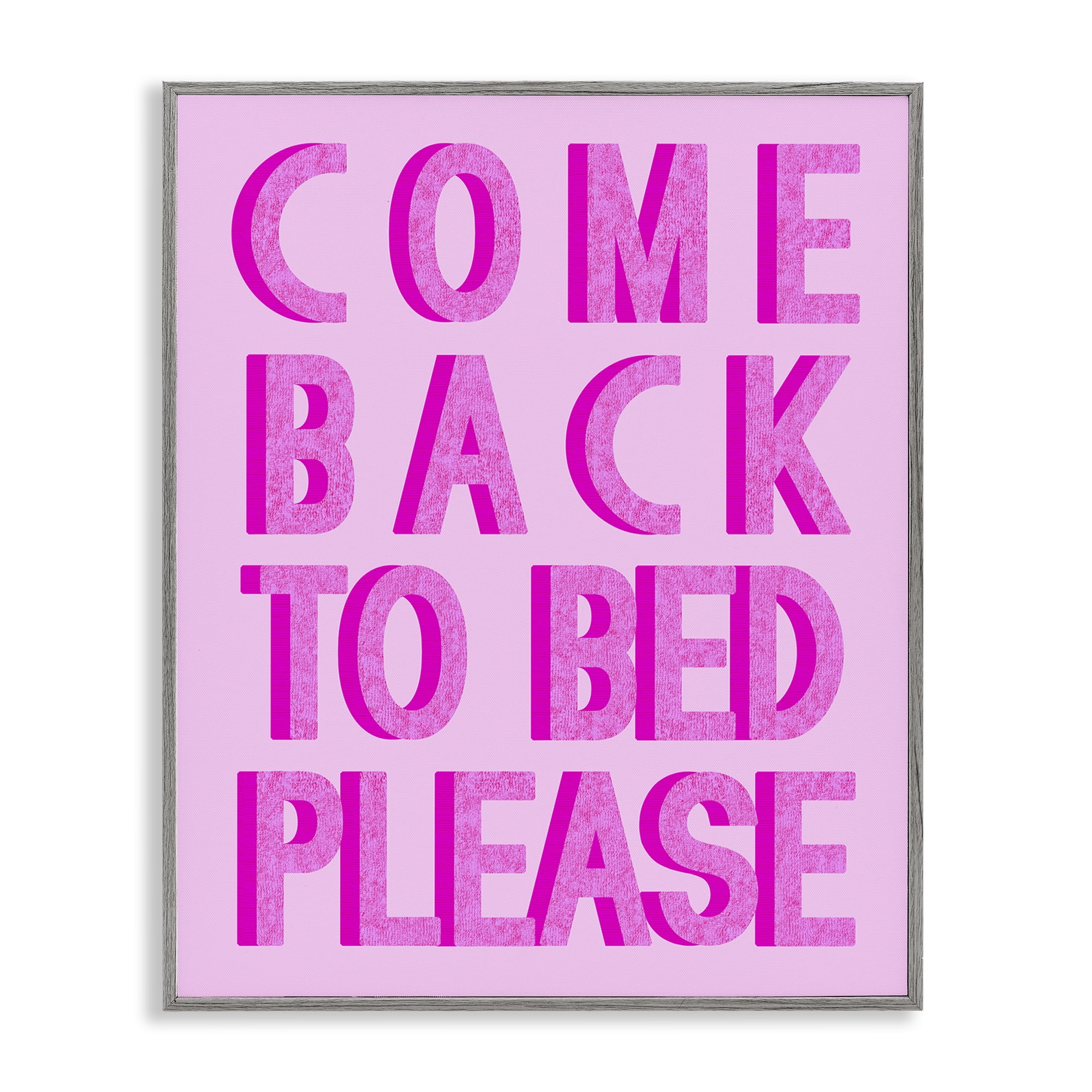 Stupell Industries Purple Back to Bed Typography Painting Gray Framed Art Print Wall Art, 11 x 14