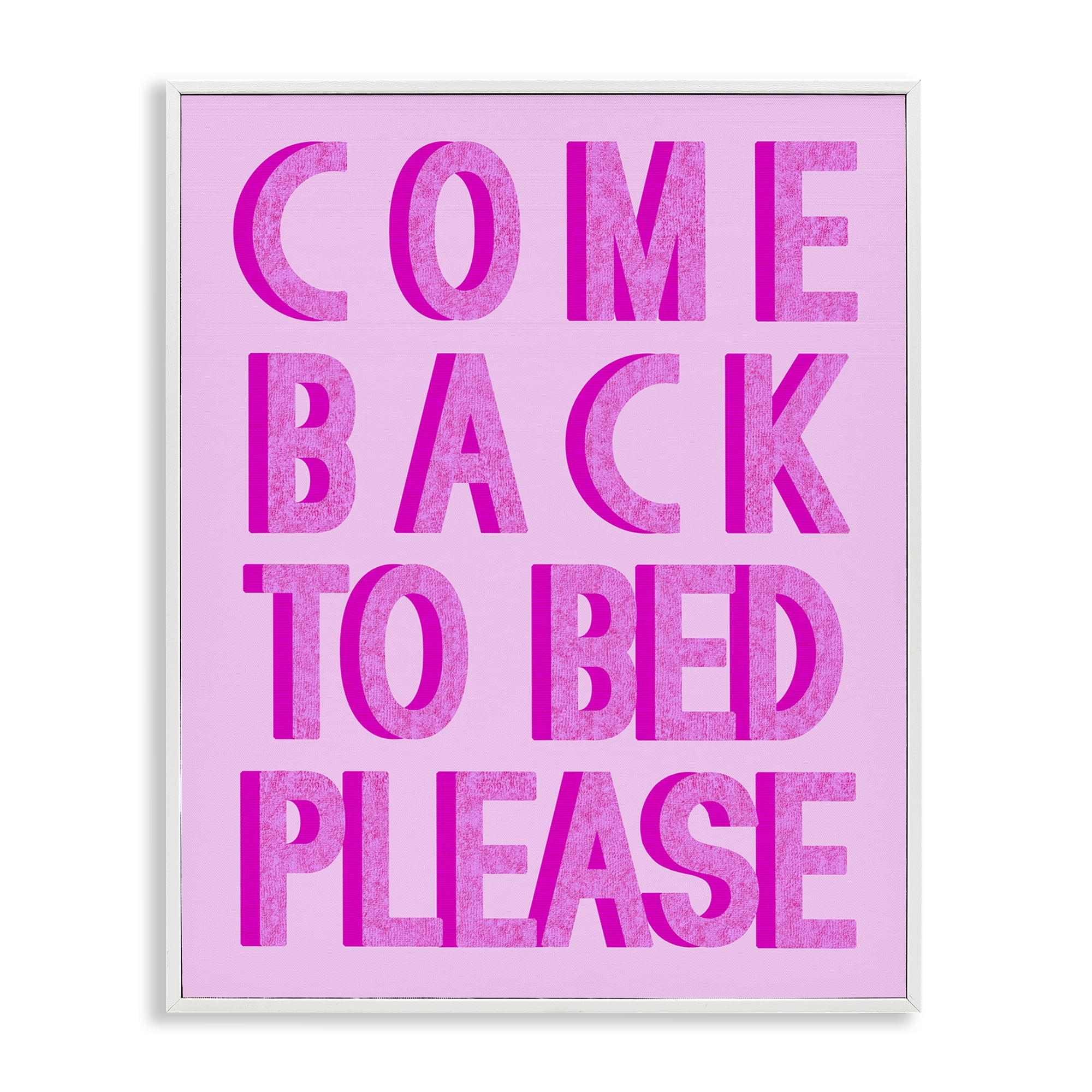 Stupell Industries Purple Back to Bed Typography Painting White Framed Art Print Wall Art, 11 x 14