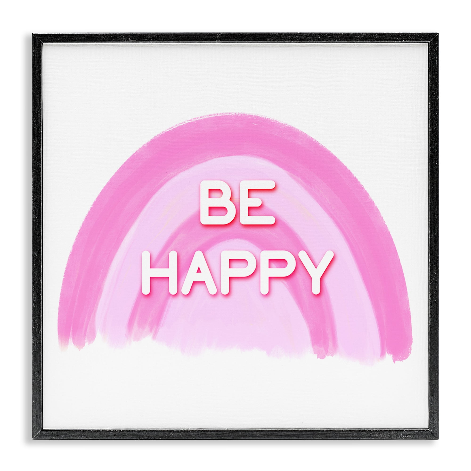Stupell Industries Purple Be Happy Text & Numbers Painting Black Framed Art Print Wall Art, 17 x 17
