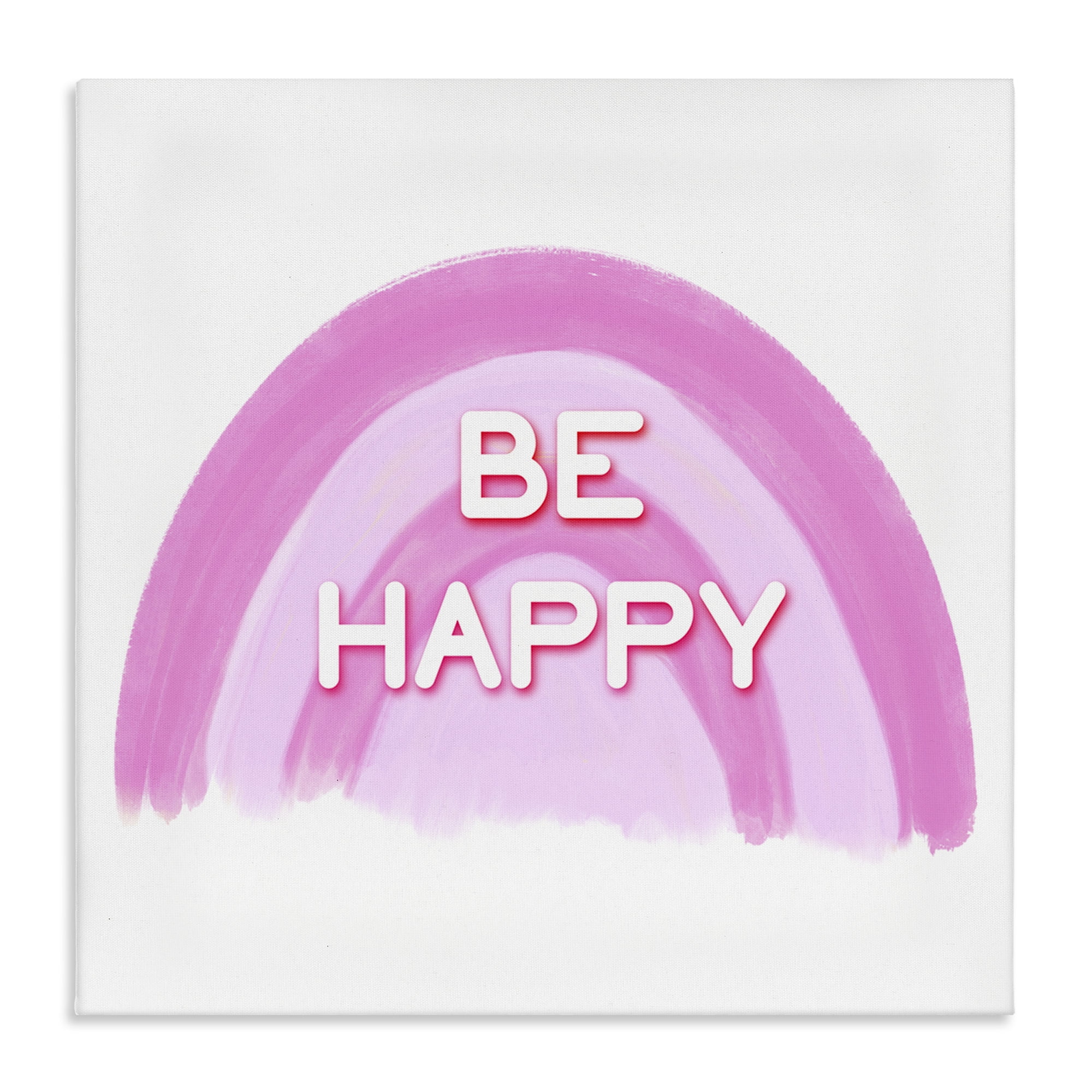Stupell Industries Purple Be Happy Text & Numbers Painting Wrapped Canvas Art Print Wall Art, 30 x 30