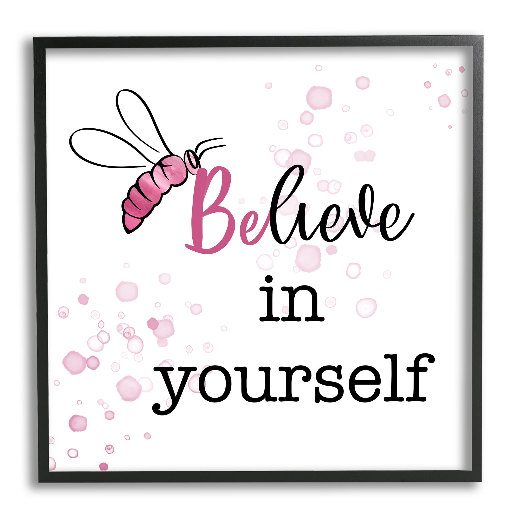 Stupell Industries Purple Believe Honey Bee Animals & Insects Painting Black Framed Art Print Wall Art, 17 x 17