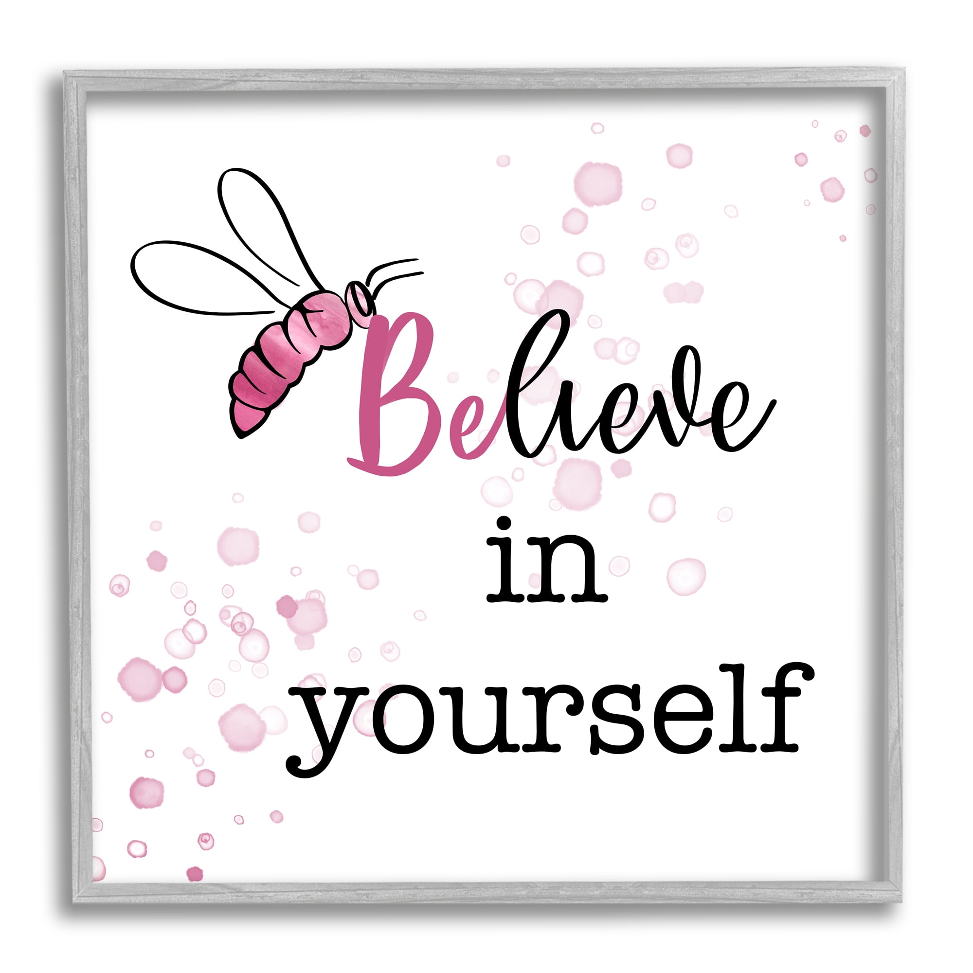 Stupell Industries Purple Believe Honey Bee Animals & Insects Painting Gray Framed Art Print Wall Art, 12 x 12