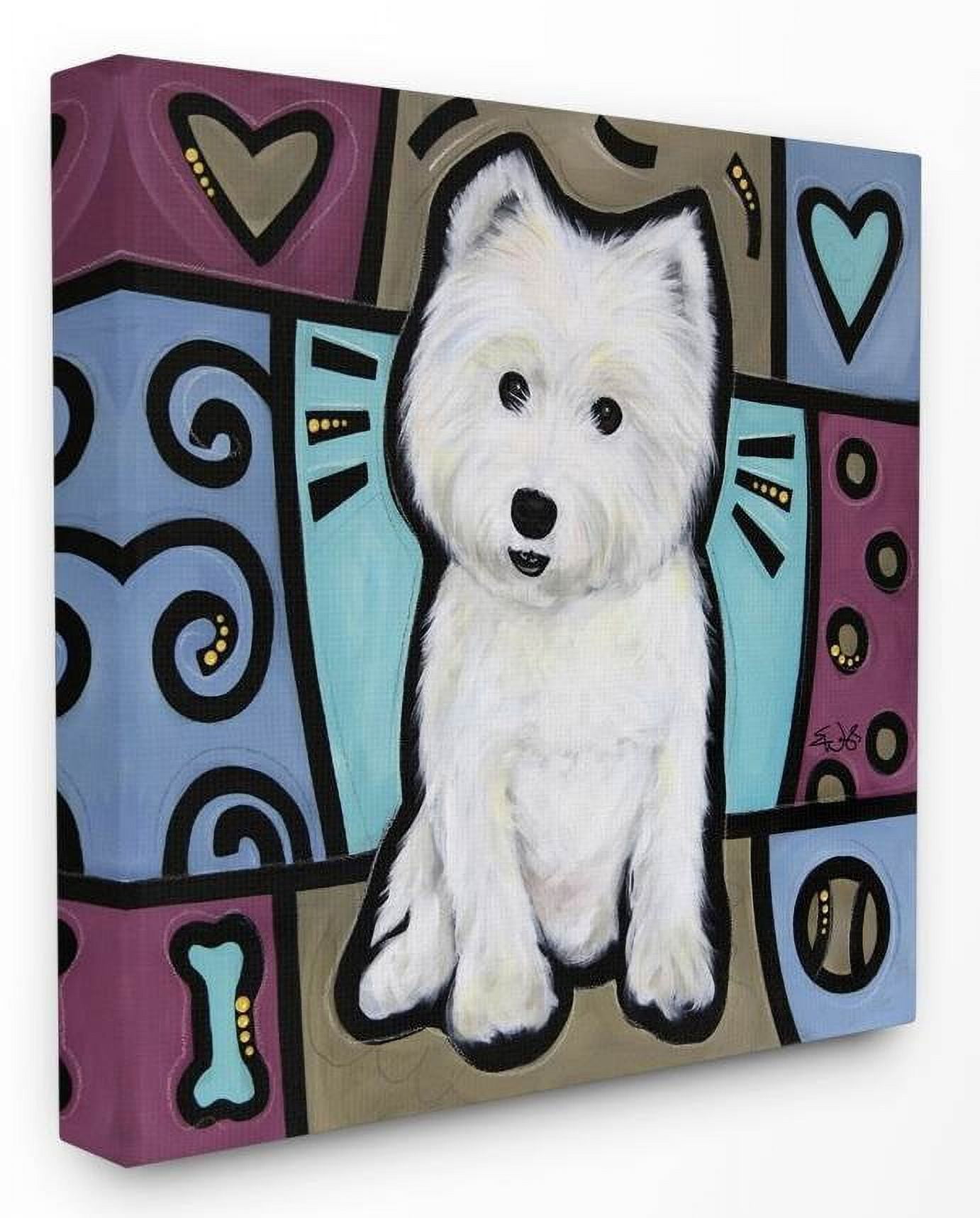 Stupell Industries Purple Blue White Terrier Dog Pet Painting Canvas Wall Art by Eric Waugh