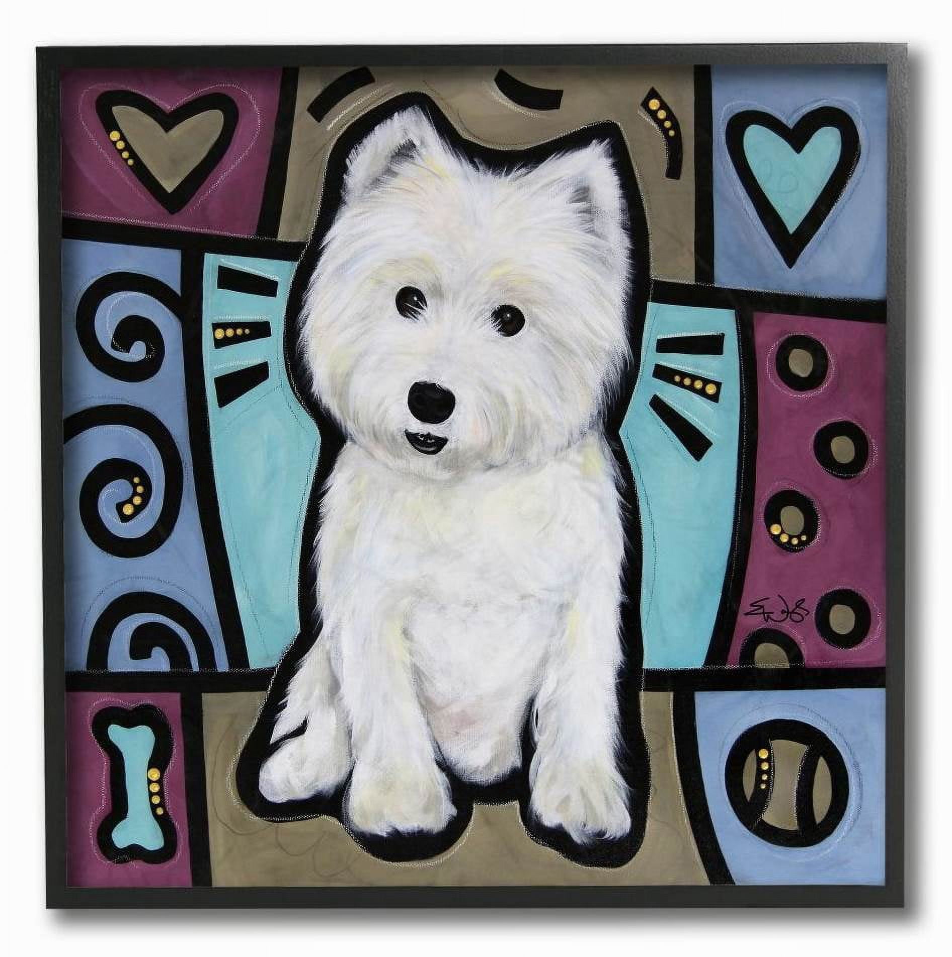 Stupell Industries Purple Blue White Terrier Dog Pet Painting Framed Wall Art by Eric Waugh