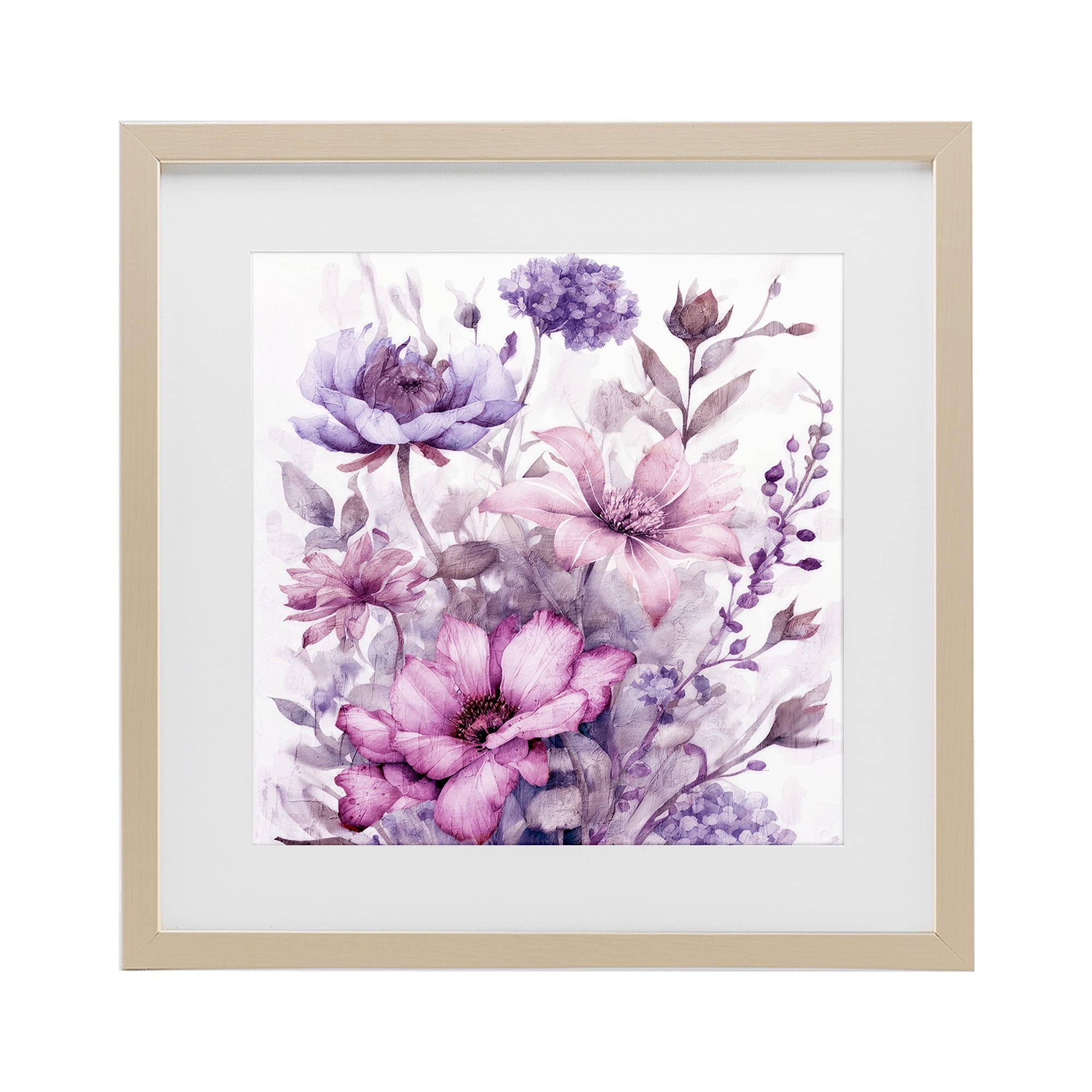 Stupell Industries Purple & Blush Florals Birch Framed Print Under Glass, design by Kim Allen