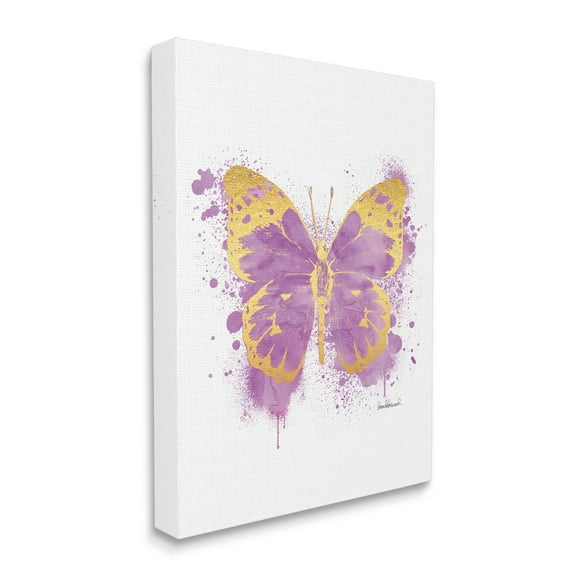 Stupell Industries Purple Butterfly Paint Splatter Glam Insect Canvas Wall Art by Amanda Greenwood
