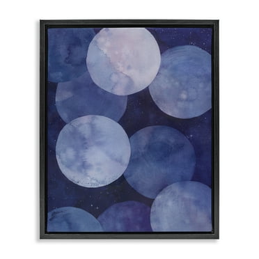 Stupell Industries Purple Circular Shapes Abstract Painting Black Floater Framed Canvas Art Print Wall Art, 17 x 21