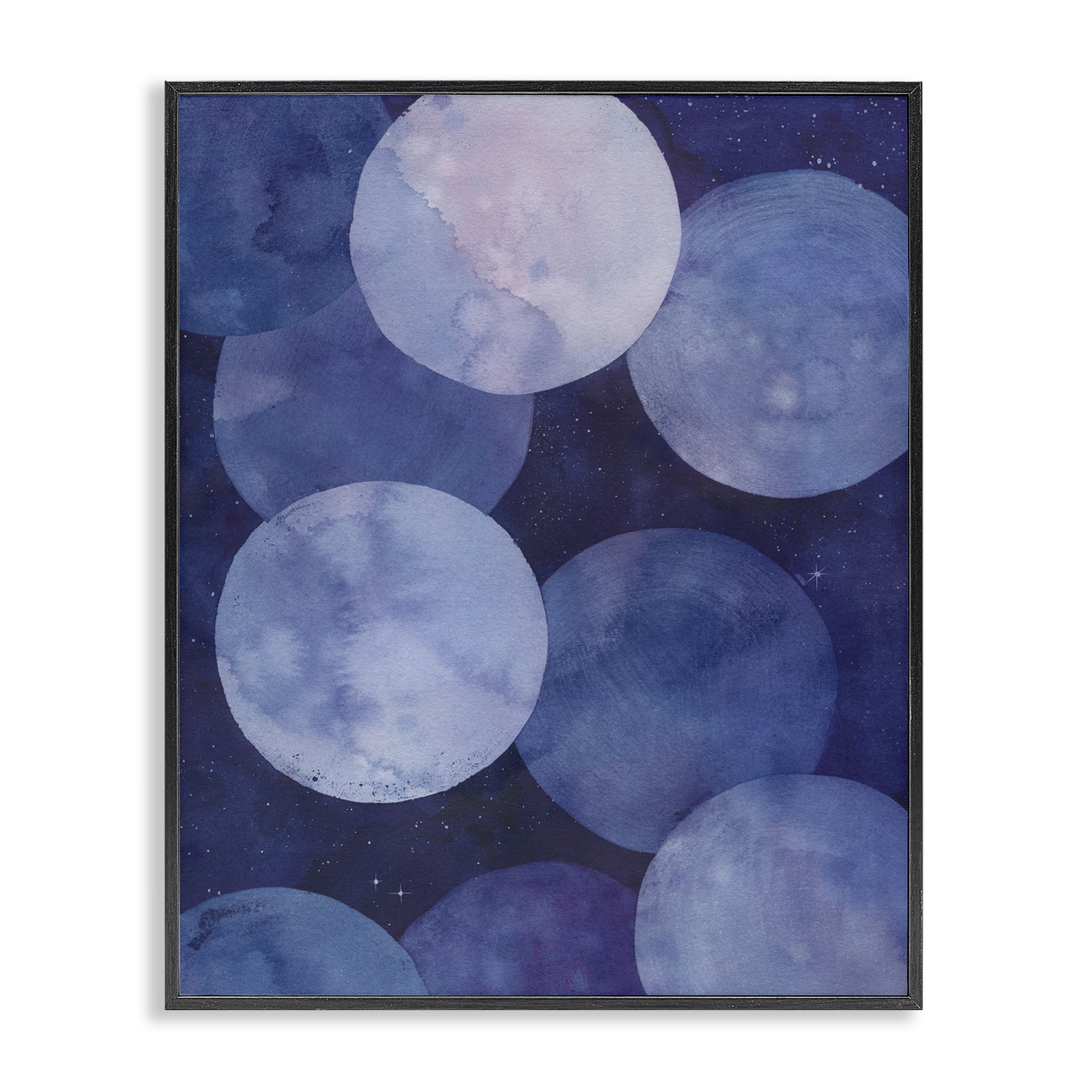 Stupell Industries Purple Circular Shapes Abstract Painting Black Framed Art Print Wall Art, 24 x 30