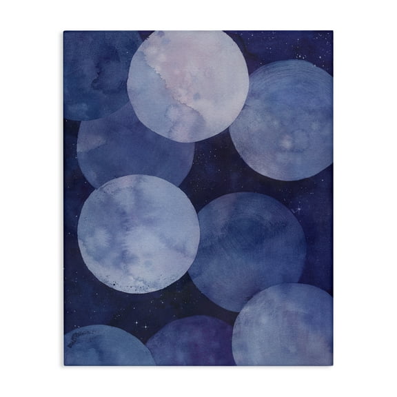 Stupell Industries Purple Circular Shapes Abstract Painting Gallery Wrapped Canvas Art Print Wall Art, 16 x 20